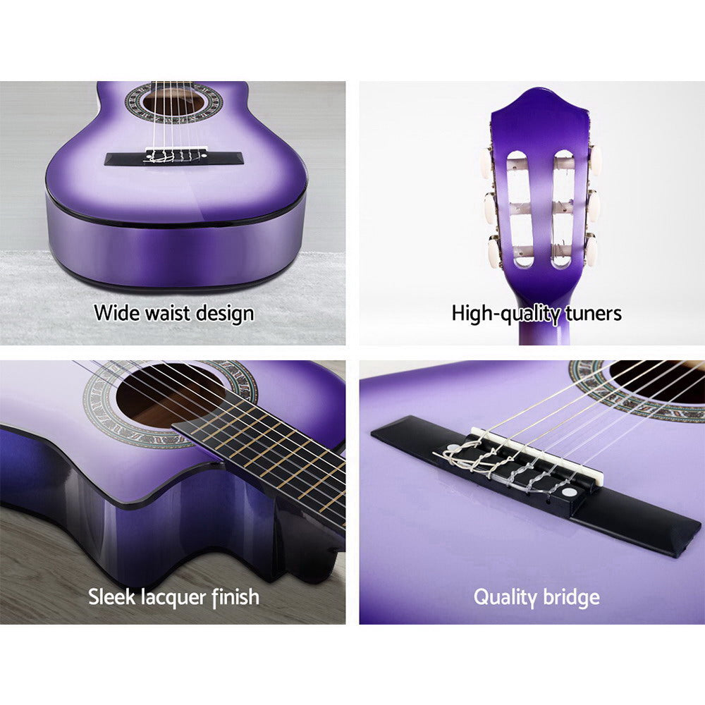 Alpha 34-Inch Classical Guitar with Carry Bag - Purple
