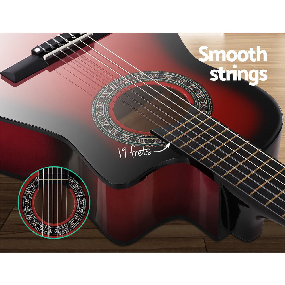 Alpha 34-Inch Classical Guitar with Carry Bag - Red