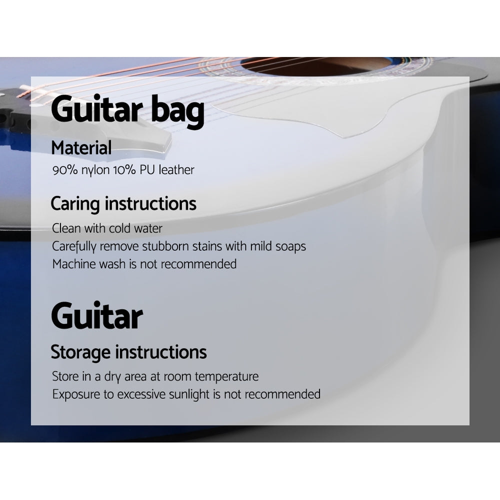 Alpha 38-Inch Cutaway Acoustic Guitar with Carry Bag - Blue