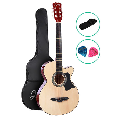 Alpha 38" Acoustic Cutaway Guitar Laminated Linden Body Steel Strings - SuperSaverAU - view 1