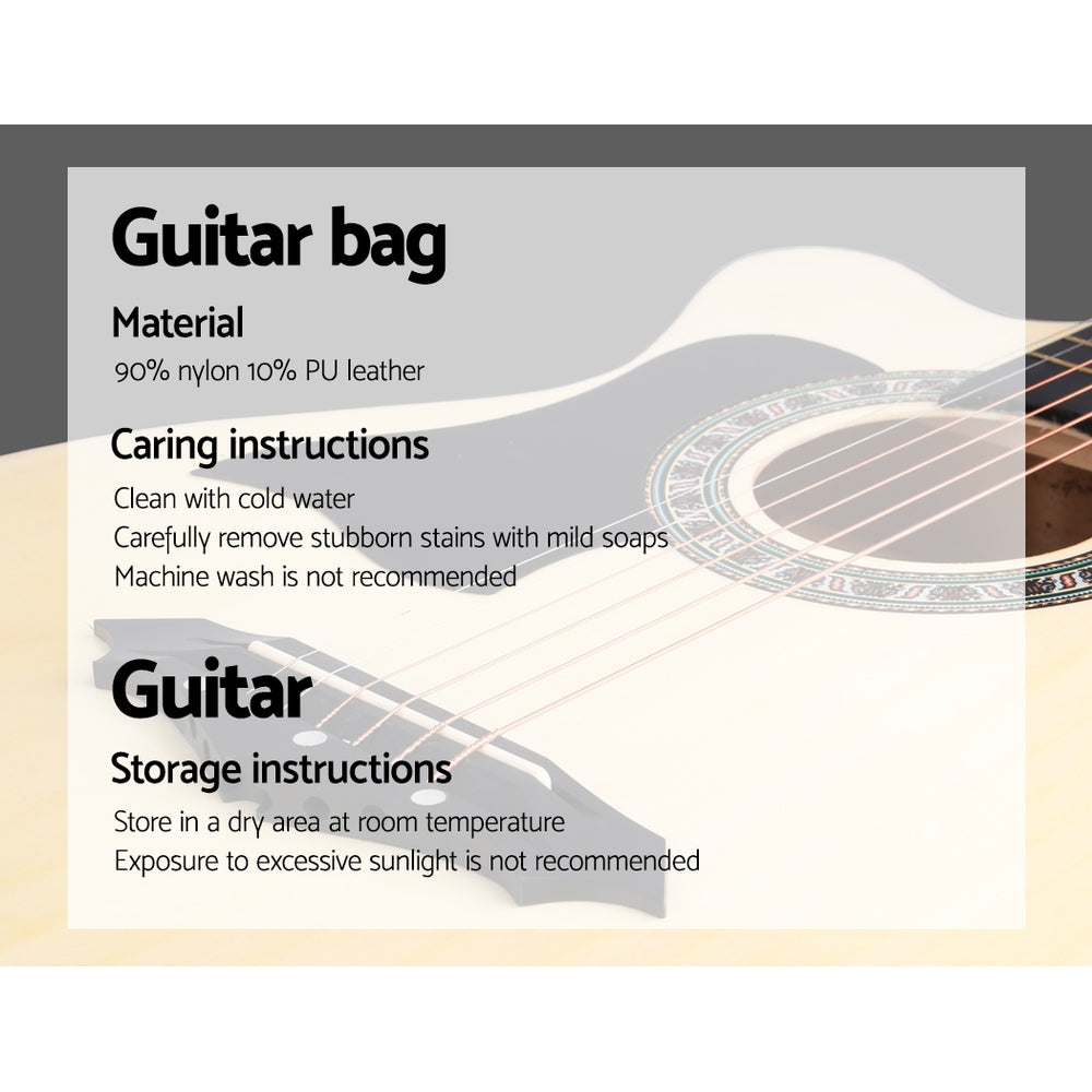 Alpha 38-Inch Left-Handed Acoustic Guitar with Carry Bag