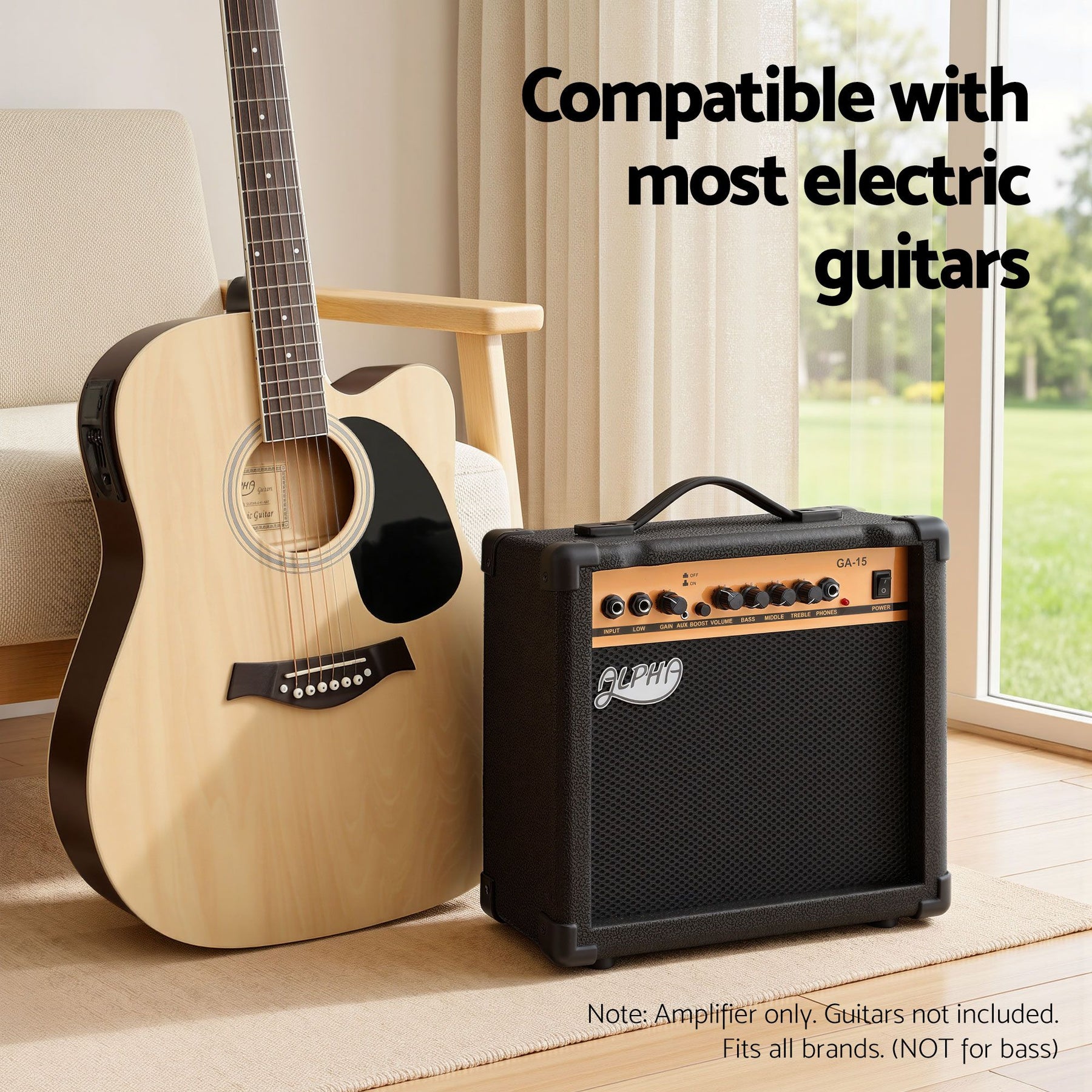 Alpha 20W Portable Guitar Amplifier with Overdrive - Black
