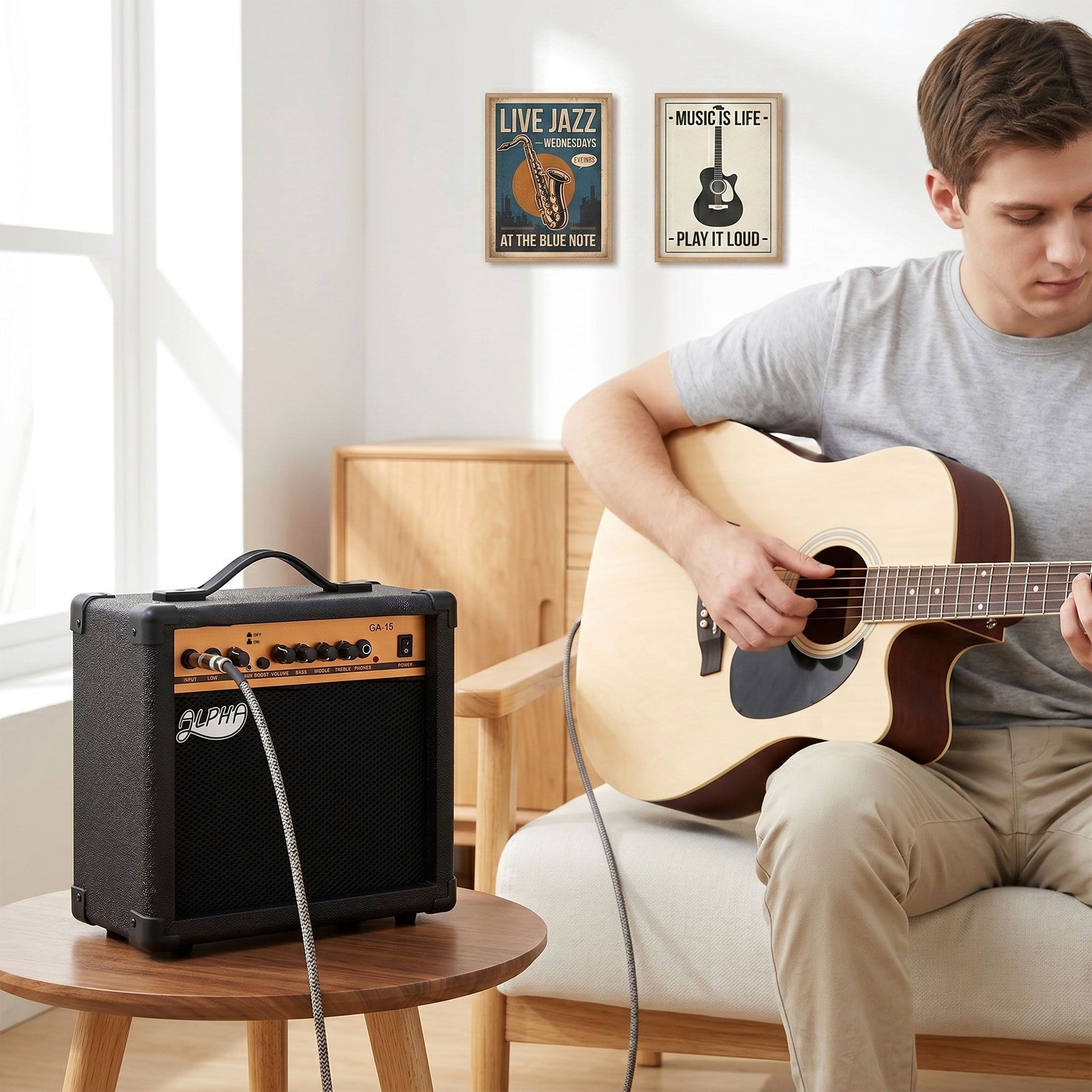 Alpha 20W Portable Guitar Amplifier with Overdrive - Black