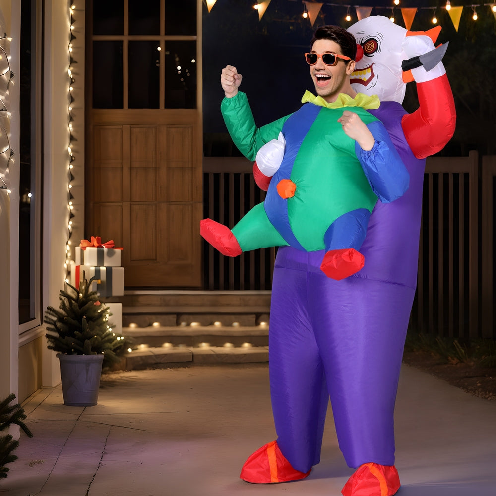 Inflatable Clown Costume Adult Suit Blow Up Party Fancy Dress Halloween Cosplay - SuperSaverAU - view 7