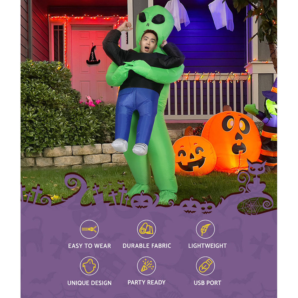 Inflatable Green Alien Costume Adult Suit Blow Up Party Fancy Dress Halloween Cosplay - SuperSaverAU - view 5