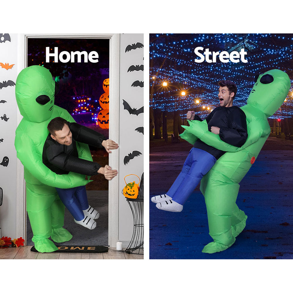 Inflatable Green Alien Costume Adult Suit Blow Up Party Fancy Dress Halloween Cosplay - SuperSaverAU - view 6