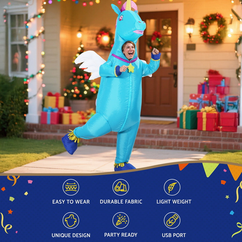Inflatable Unicorn Costume Adult Suit Blow Up Party Fancy Dress Halloween Cosplay - SuperSaverAU - view 3
