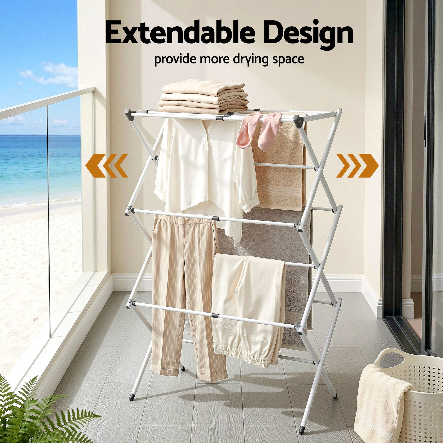 Artiss Foldable Clothes Drying Rack with 11 Rods - Grey & White