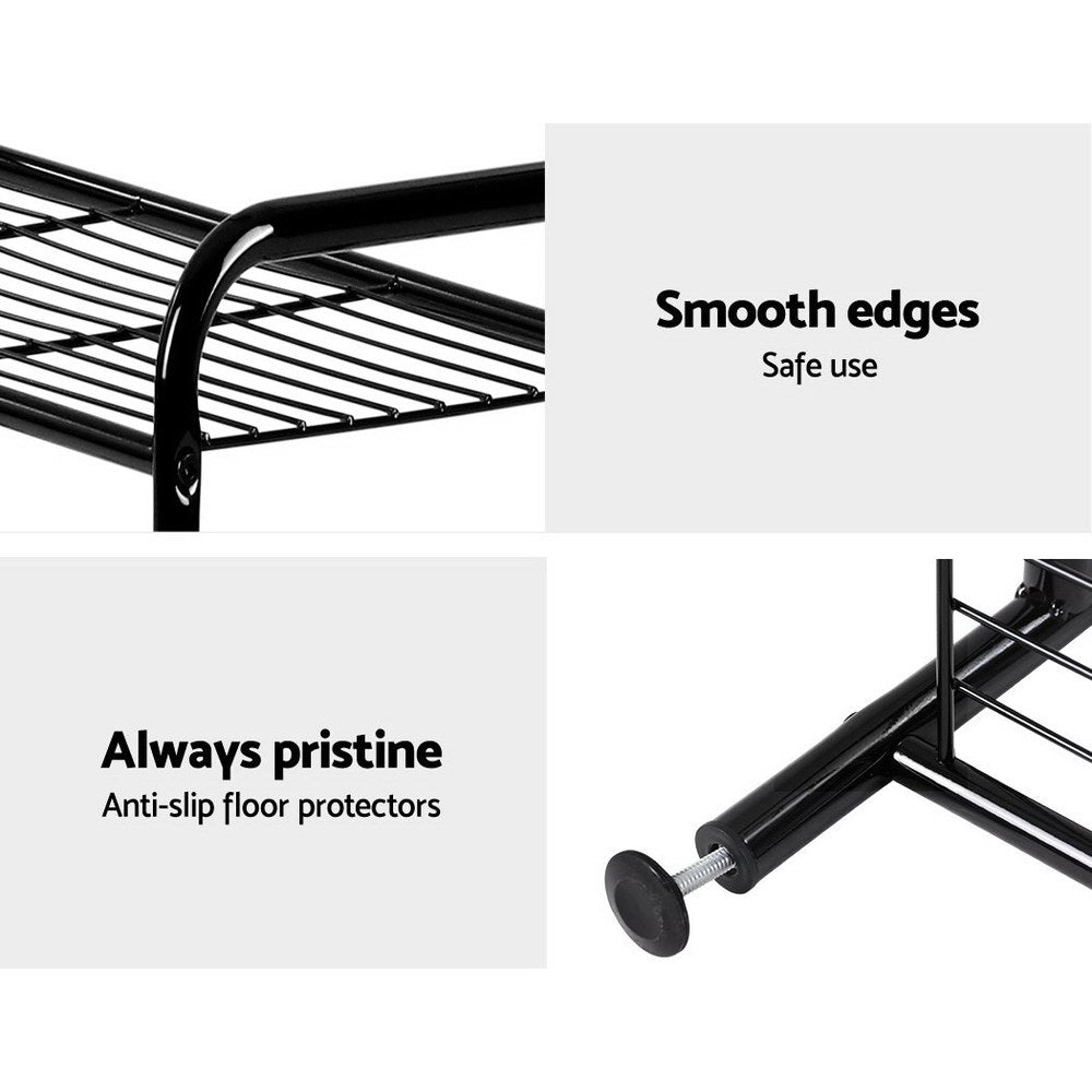 Artiss Metal Clothes Rack 179cm with 3-Tier Shelving & 8 Hooks - Black - SuperSaverAU - view 6
