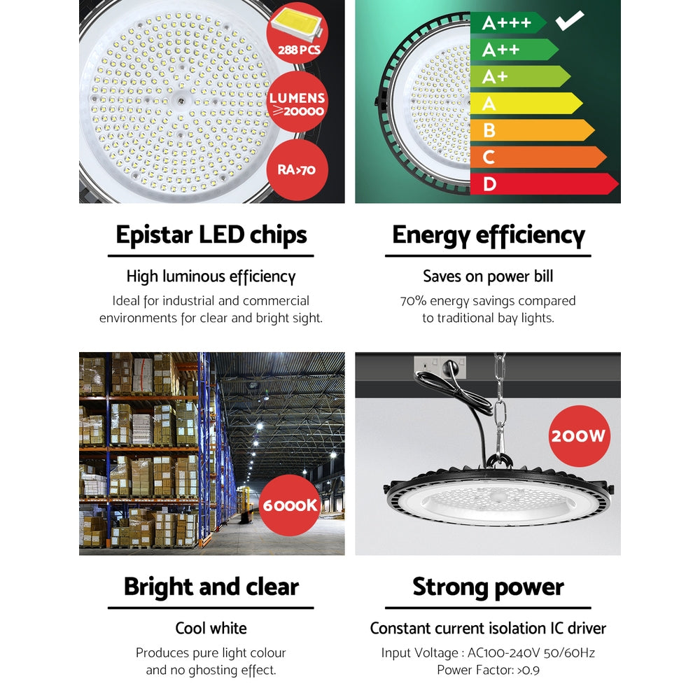 Leier LED High Bay Light 200W with SAA Approval, Epistar Chips, Easy Install - SuperSaverAU - view 5