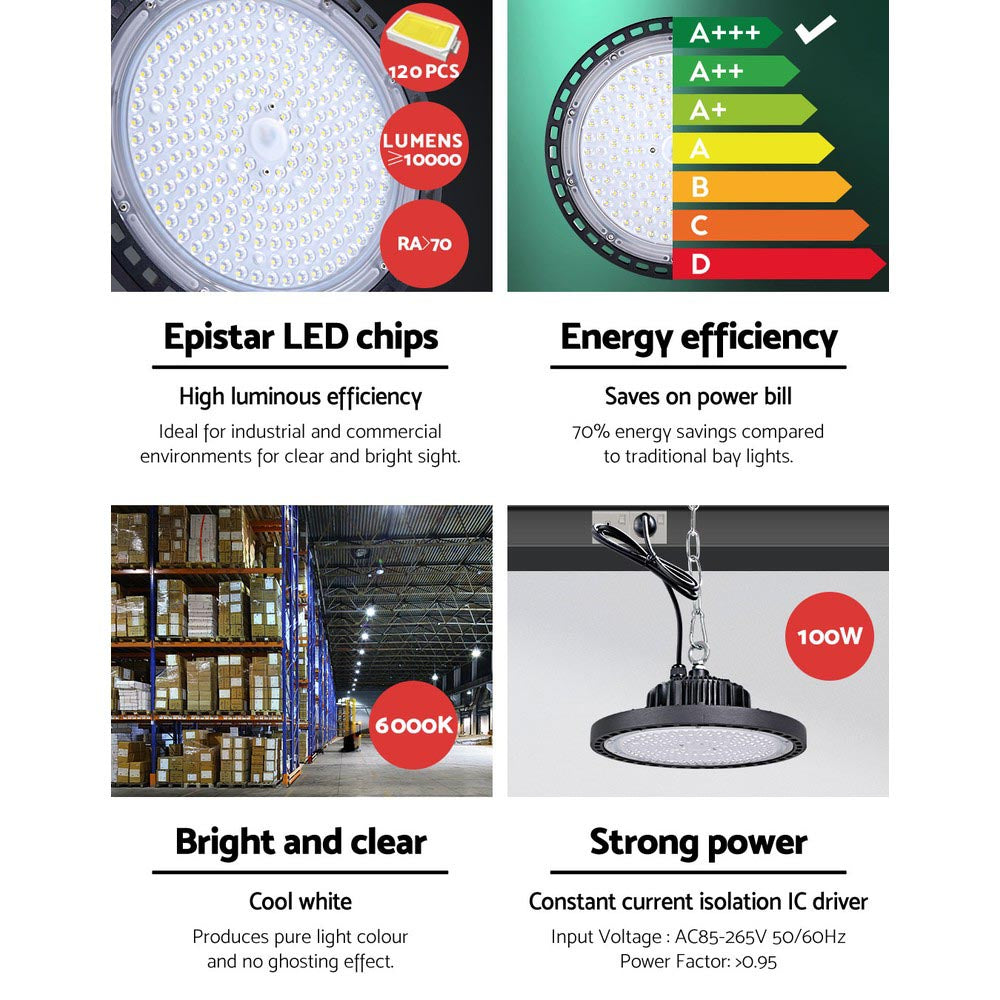 Leier 100W LED High Bay Light - SAA Approved, Epistar Chips, Energy-Saving - SuperSaverAU - view 6