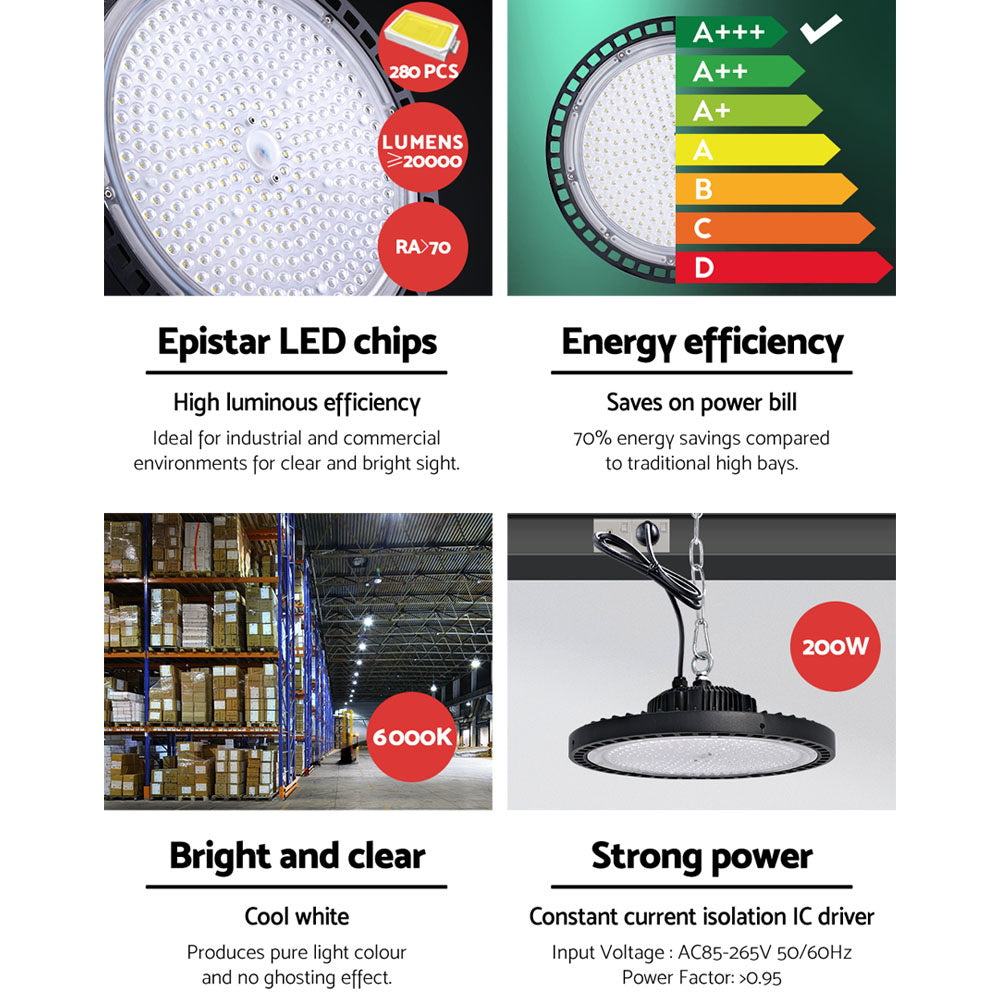 Leier 200W LED High Bay Light - SAA Approved, Epistar Chips, Easy Install - SuperSaverAU - view 6