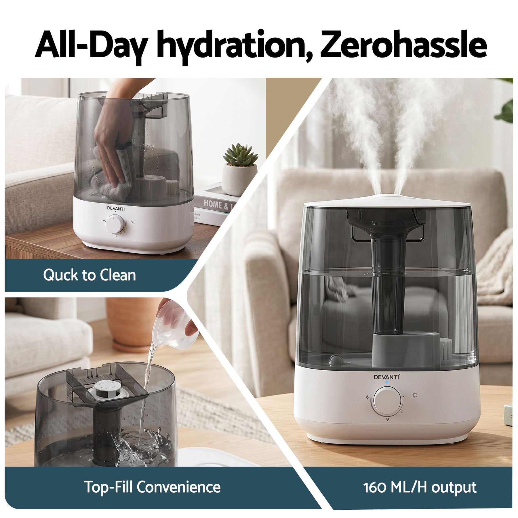 Devanti 6L Ultrasonic Humidifier & Aroma Diffuser - White