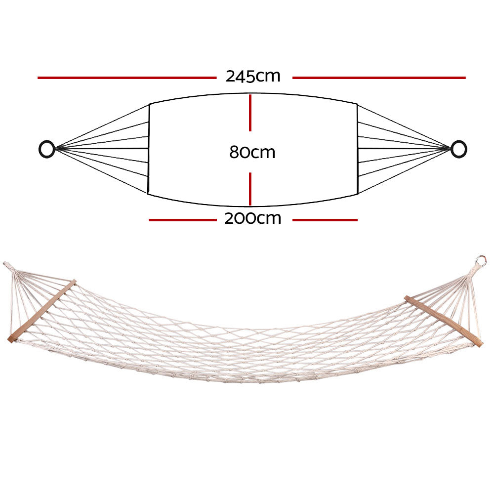 Gardeon Hammock Bed Cream 245cm - Indoor/Outdoor Use, 150kg Capacity - SuperSaverAU - view 2