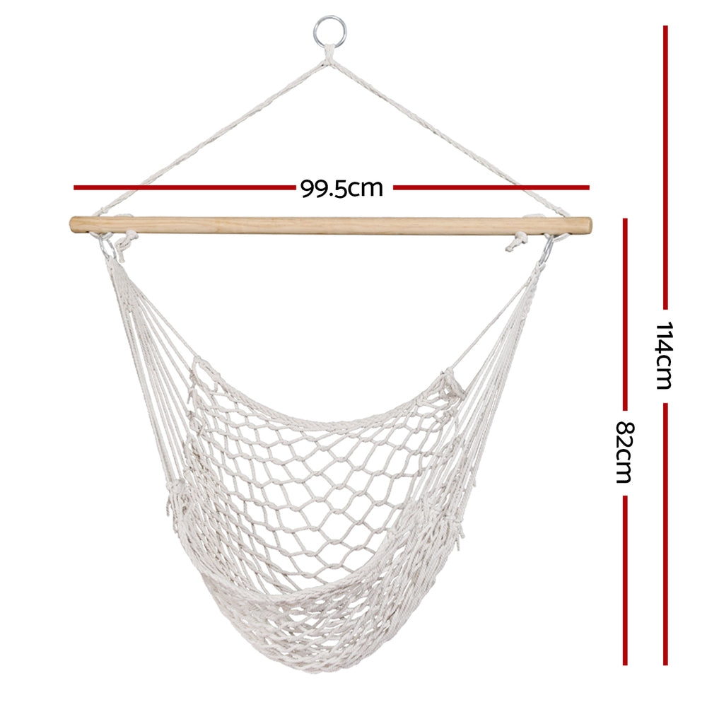 Gardeon Hammock Chair 99.5 x 114cm Cream, Lightweight, 120kg Capacity - SuperSaverAU - view 2