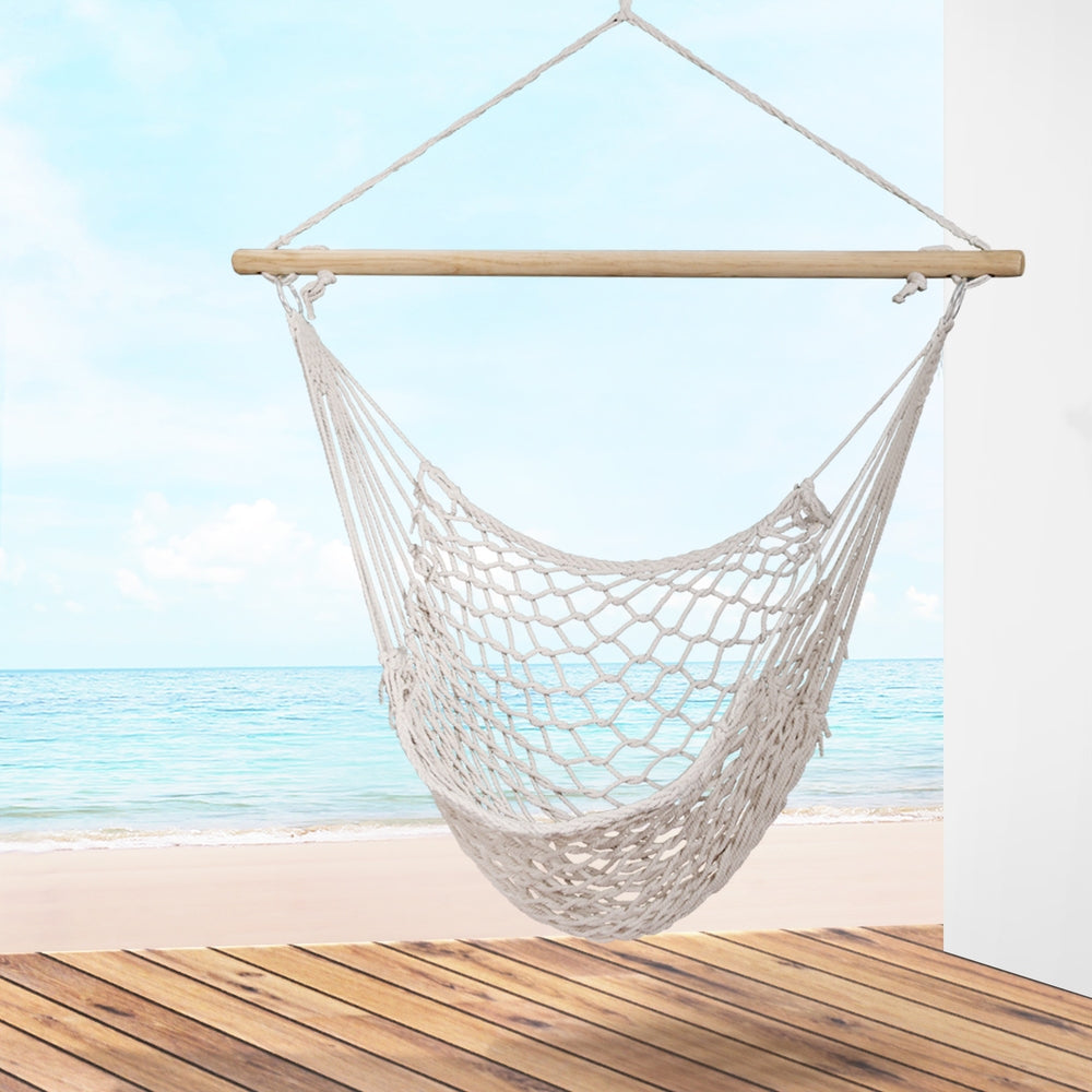 Gardeon Hammock Chair 99.5 x 114cm Cream, Lightweight, 120kg Capacity - SuperSaverAU - view 7