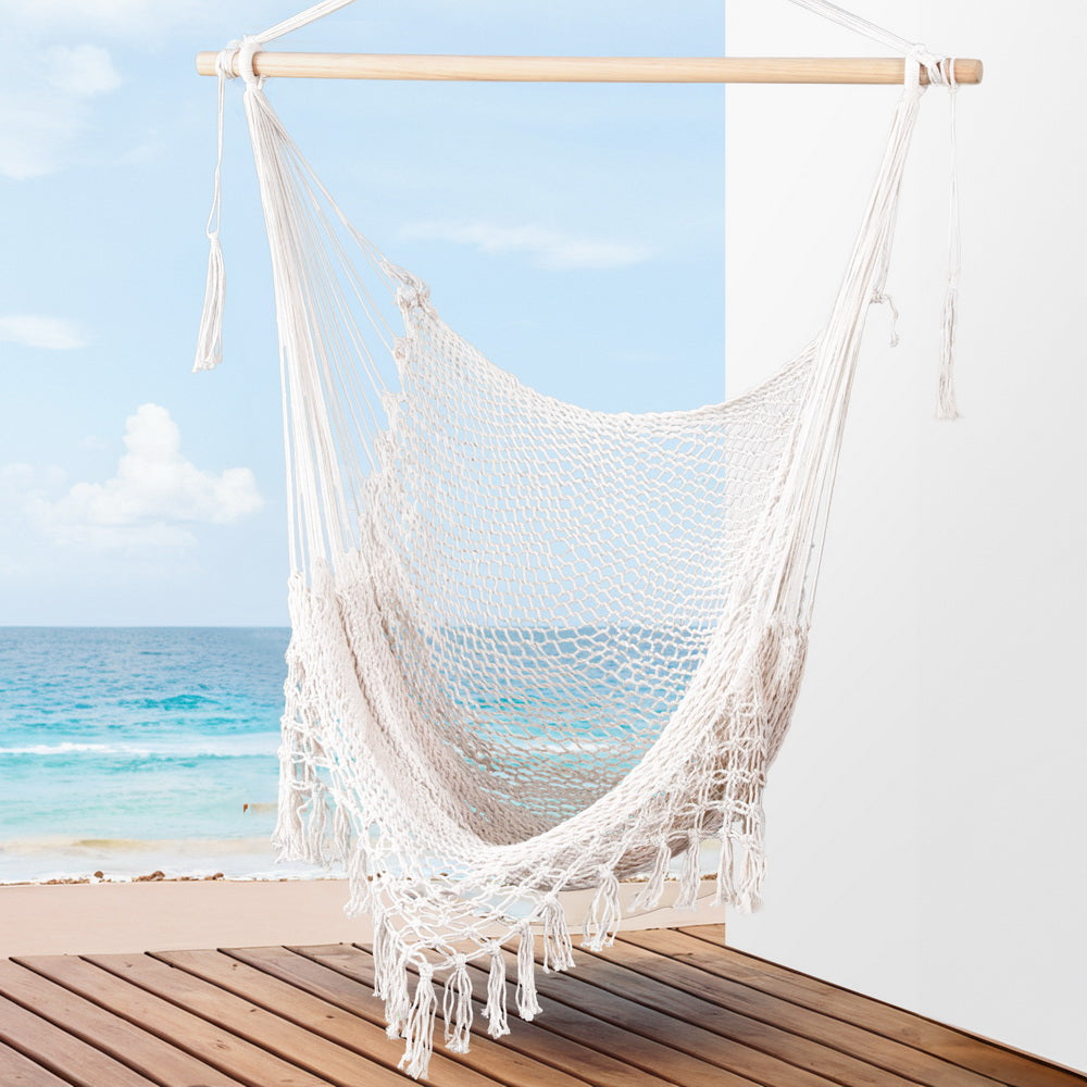 Gardeon Hammock Chair 240cm X 100cm - Durable Cotton Blend, Indoor/Outdoor Use - SuperSaverAU - view 7