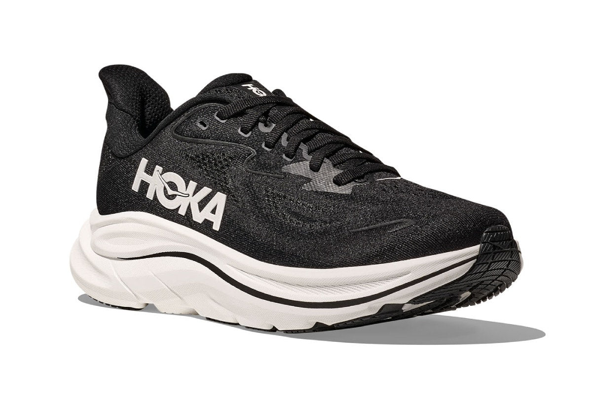 Hoka Men's Clifton 10 Running Shoes (Black/White, Size 8 US)