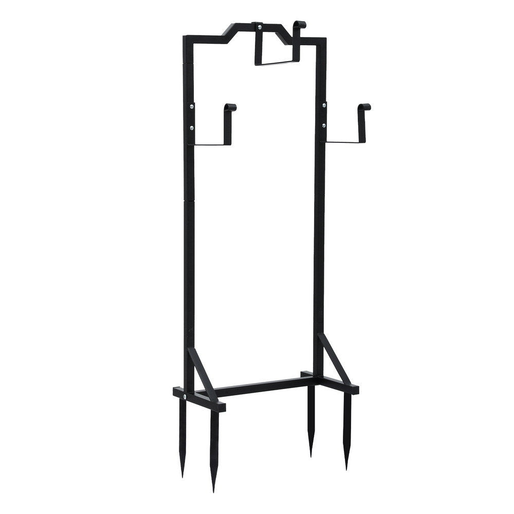 Green Fingers Metal Garden Hose Reel Holder 30m, Portable, 4-Spike Base, Black - SuperSaverAU - view 1