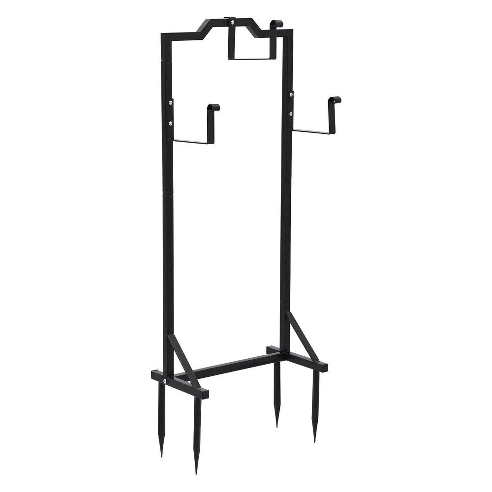 Green Fingers Metal Garden Hose Reel Holder 30m, Portable, 4-Spike Base, Black - SuperSaverAU - view 3