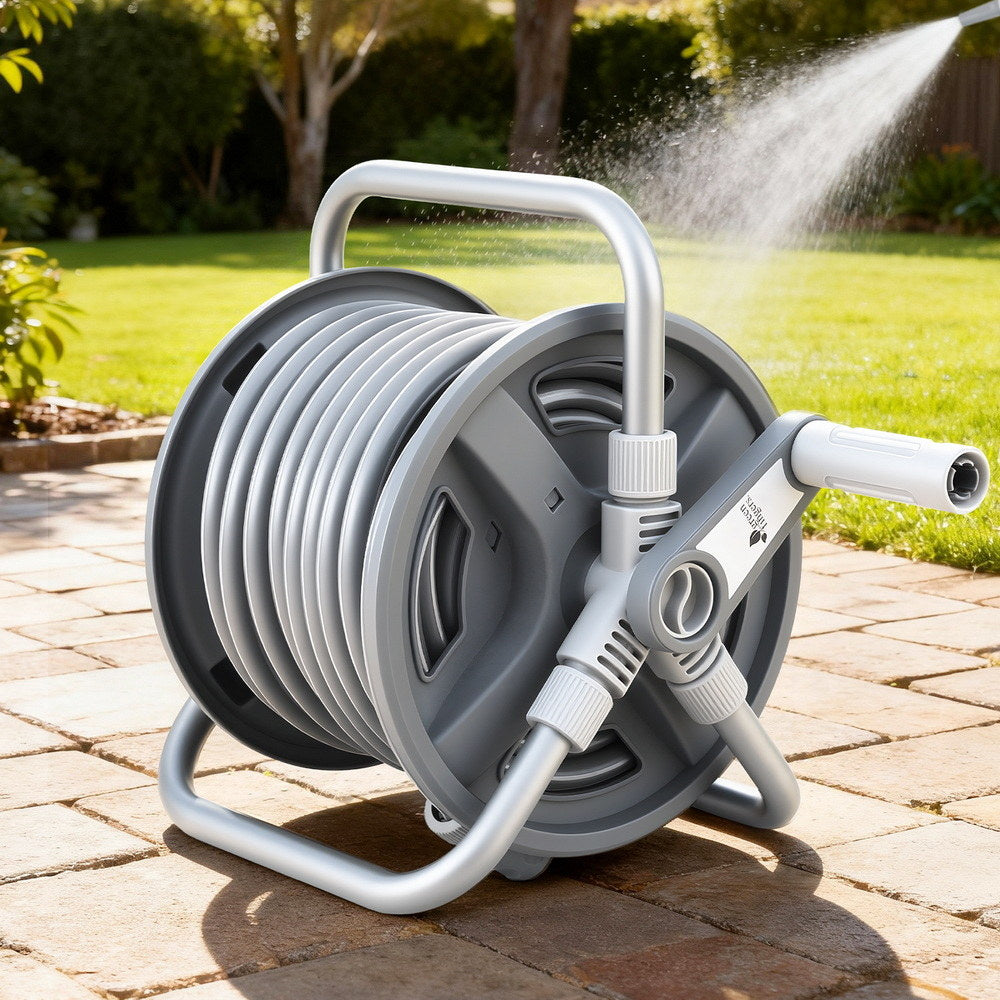 Green Fingers 20m Retractable Garden Hose Reel with Spray Gun - SuperSaverAU - view 7