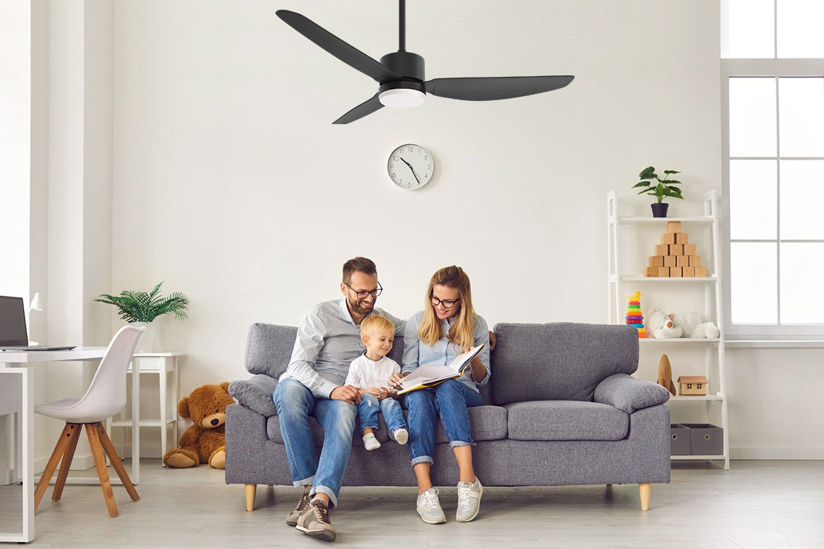 Hyundai 132cm DC Motor Ceiling Fan with LED Light (Black)