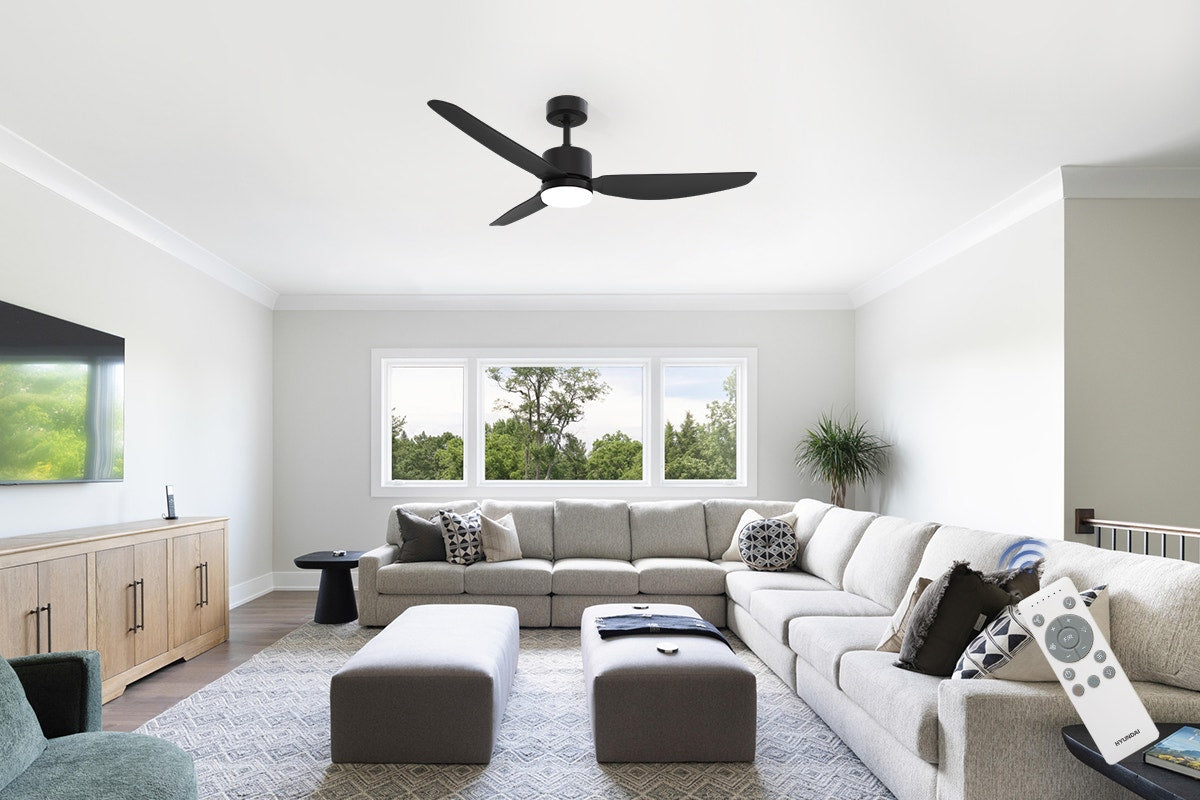 Hyundai 132cm DC Motor Ceiling Fan with LED Light (Black)