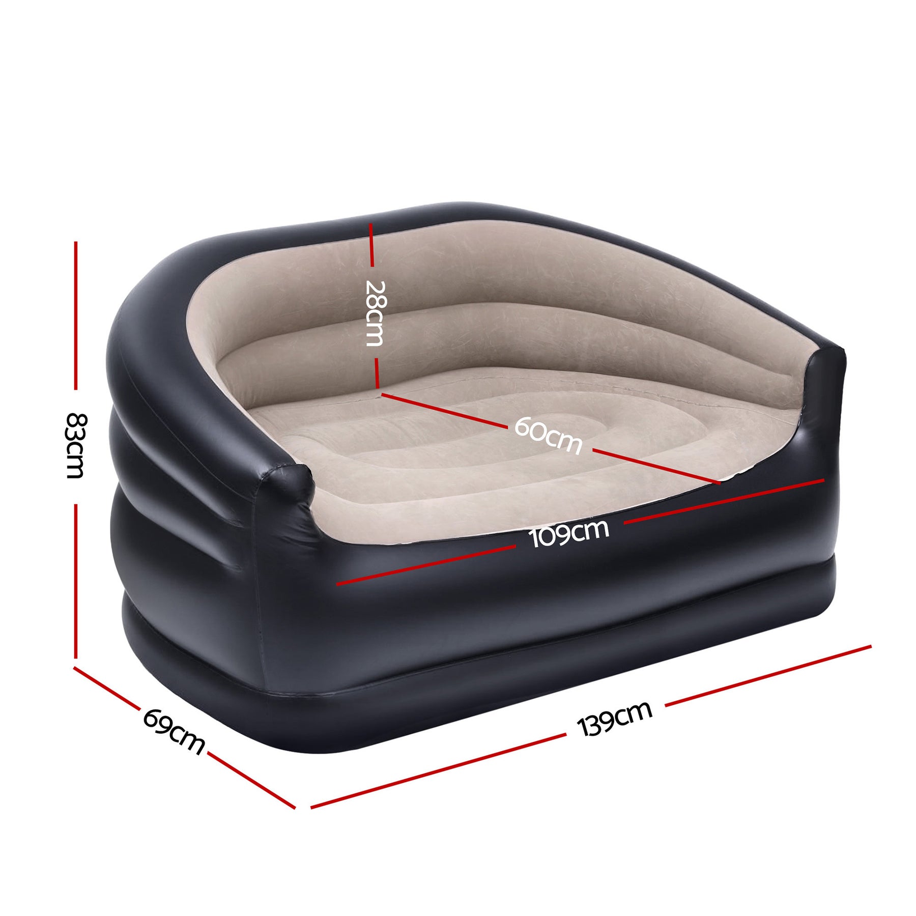 Gardeon 2 Seater Inflatable Sofa Coffee with Pump 300kg Capacity