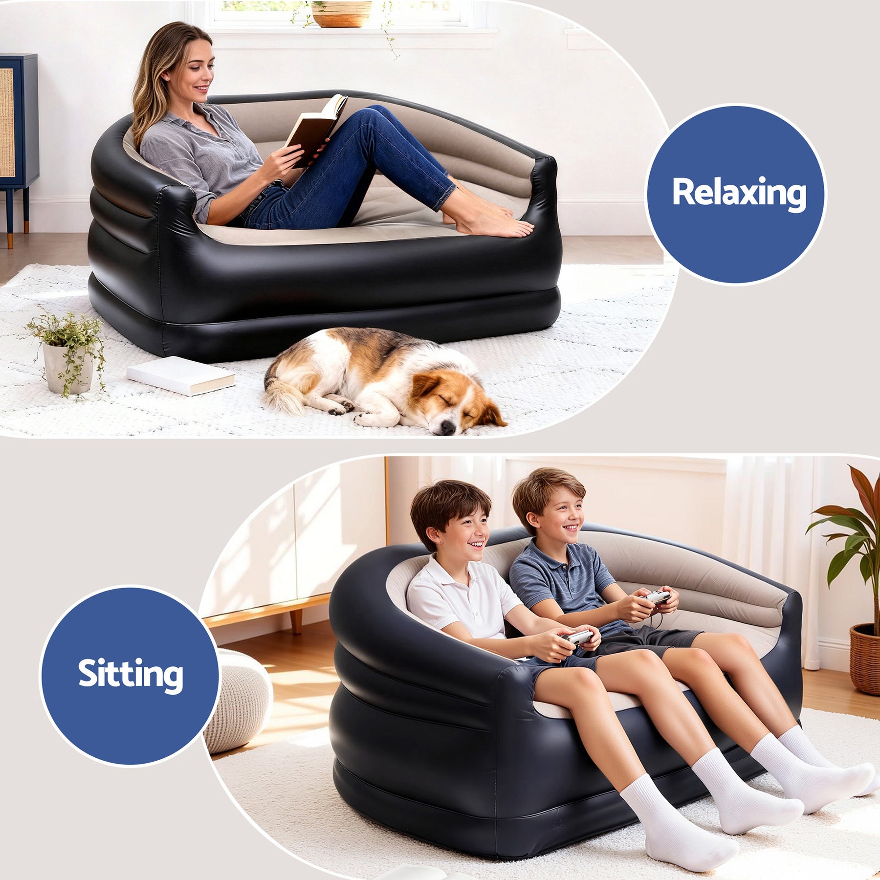 Gardeon 2 Seater Inflatable Sofa Coffee with Pump 300kg Capacity