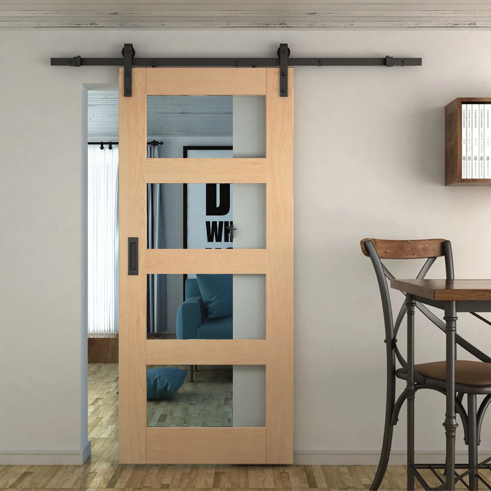 Rolltrak Spares Matte Black Powder Coated Steel Barn Door Recessed Handle