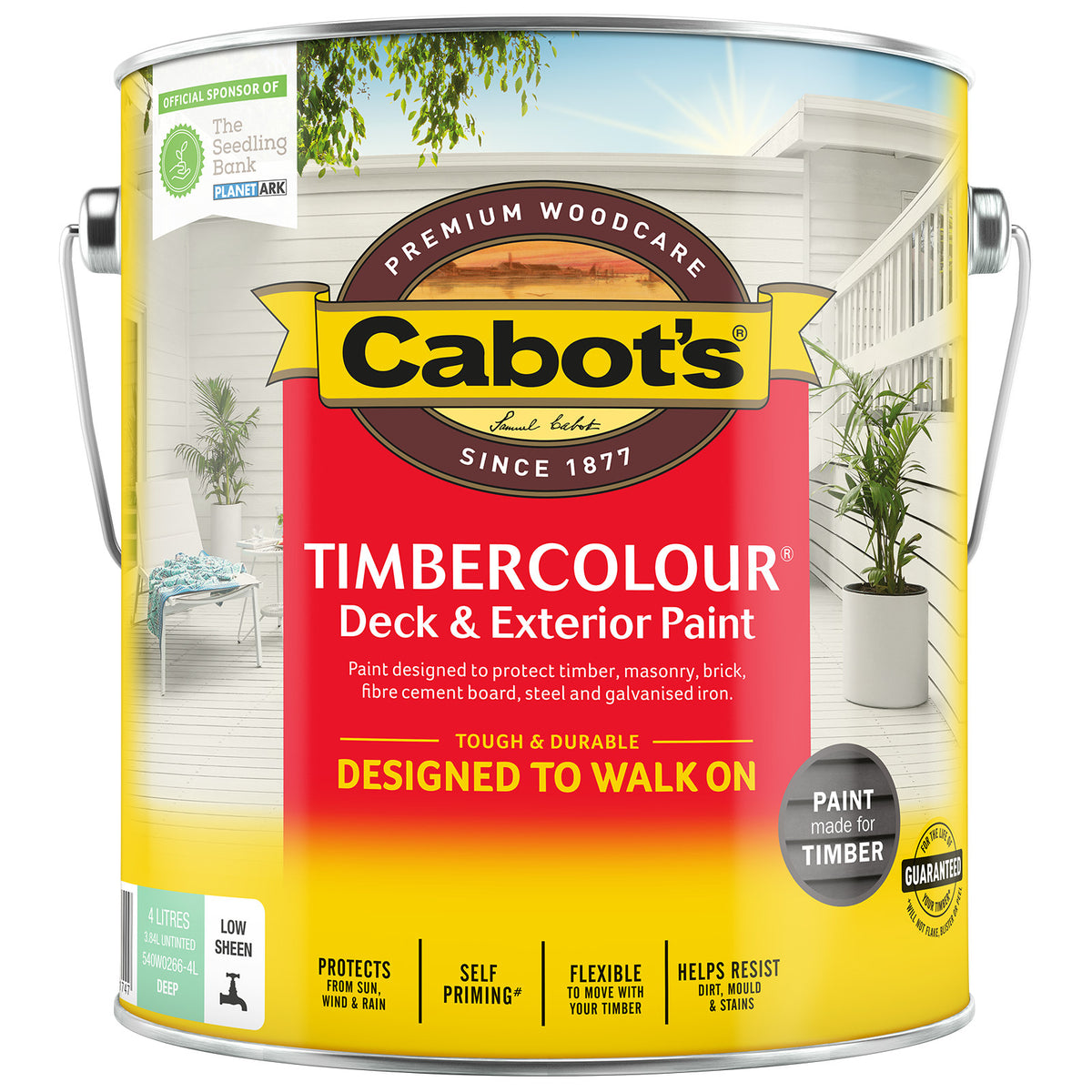 Cabot's 4L Deep Base Water Based Timbercolour Deck and Exterior Paint UV Resistant Tintable
