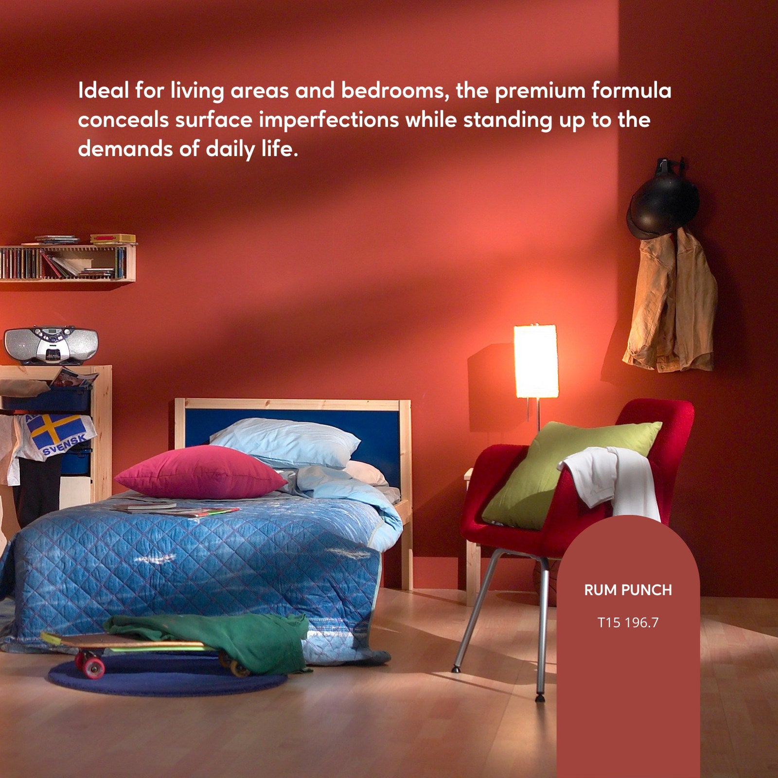 TAUBMANS Endure 2L Hi-C Red Low Sheen Interior Walls Paint Water Based UV Resistant