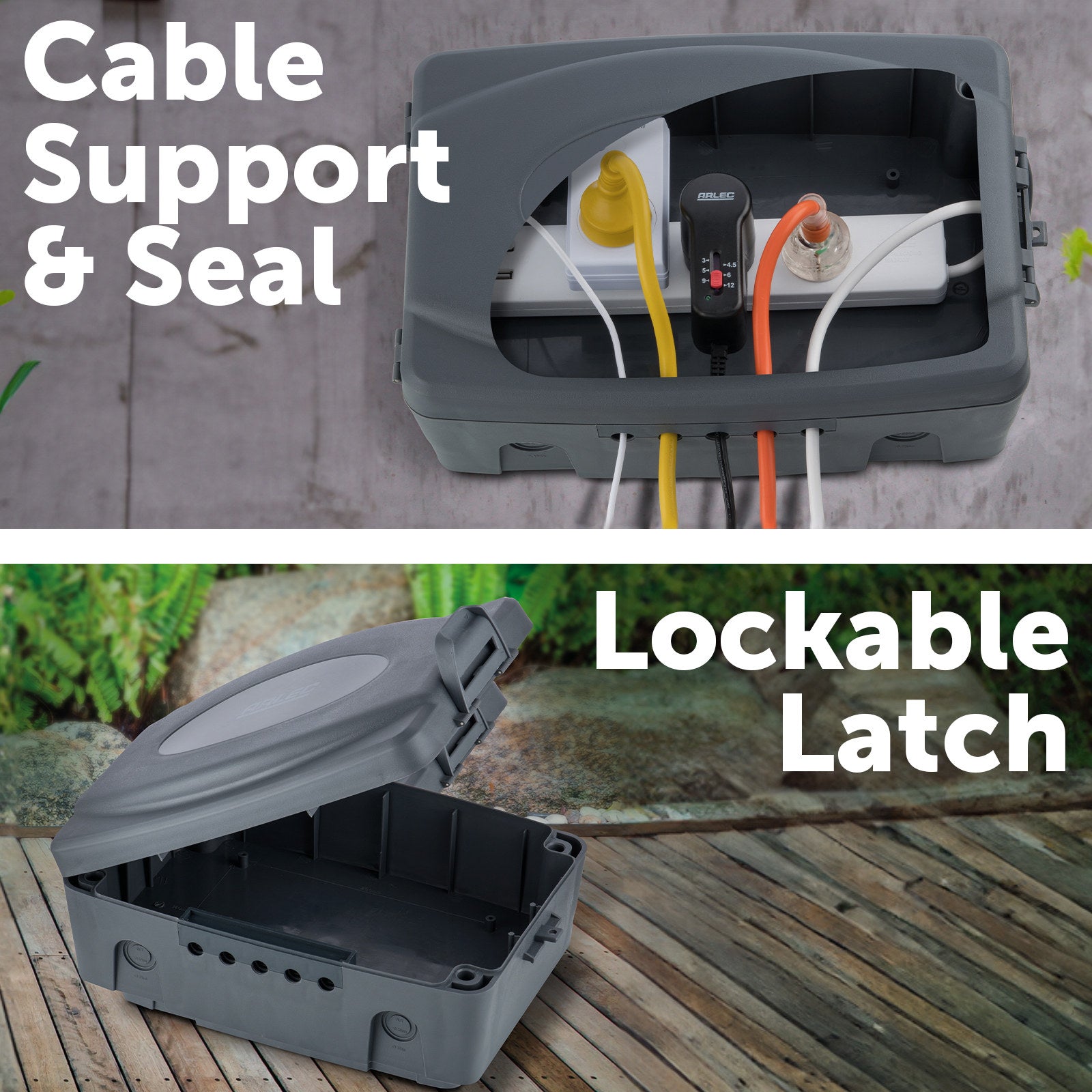 Arlec 5 Outlet Black Polypropylene Weatherproof Electrical Enclosure Box DR340