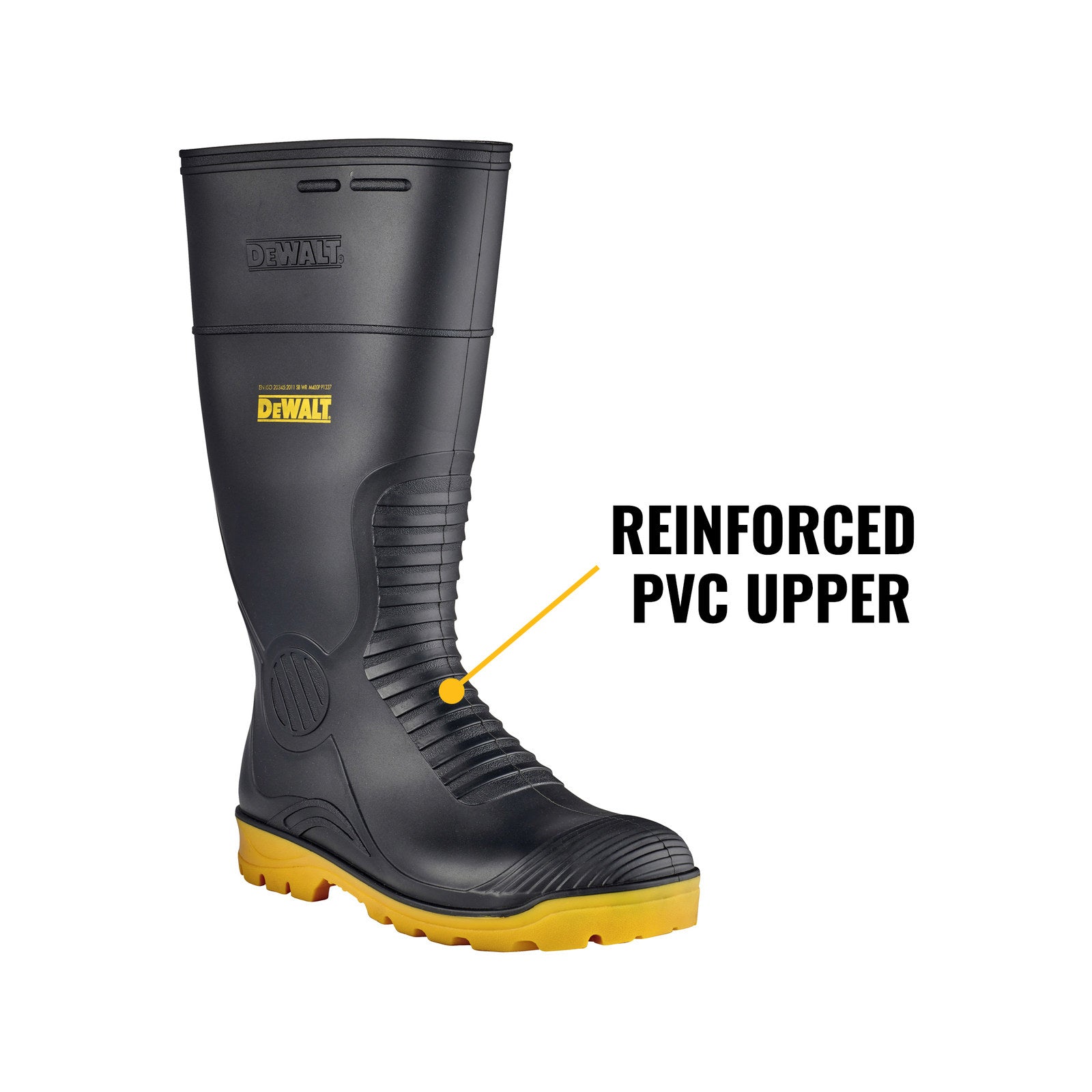 DeWALT Workwear Midland Pro Comfort Extreme Duty PVC Safety Gumboots Size 8 Steel Cap