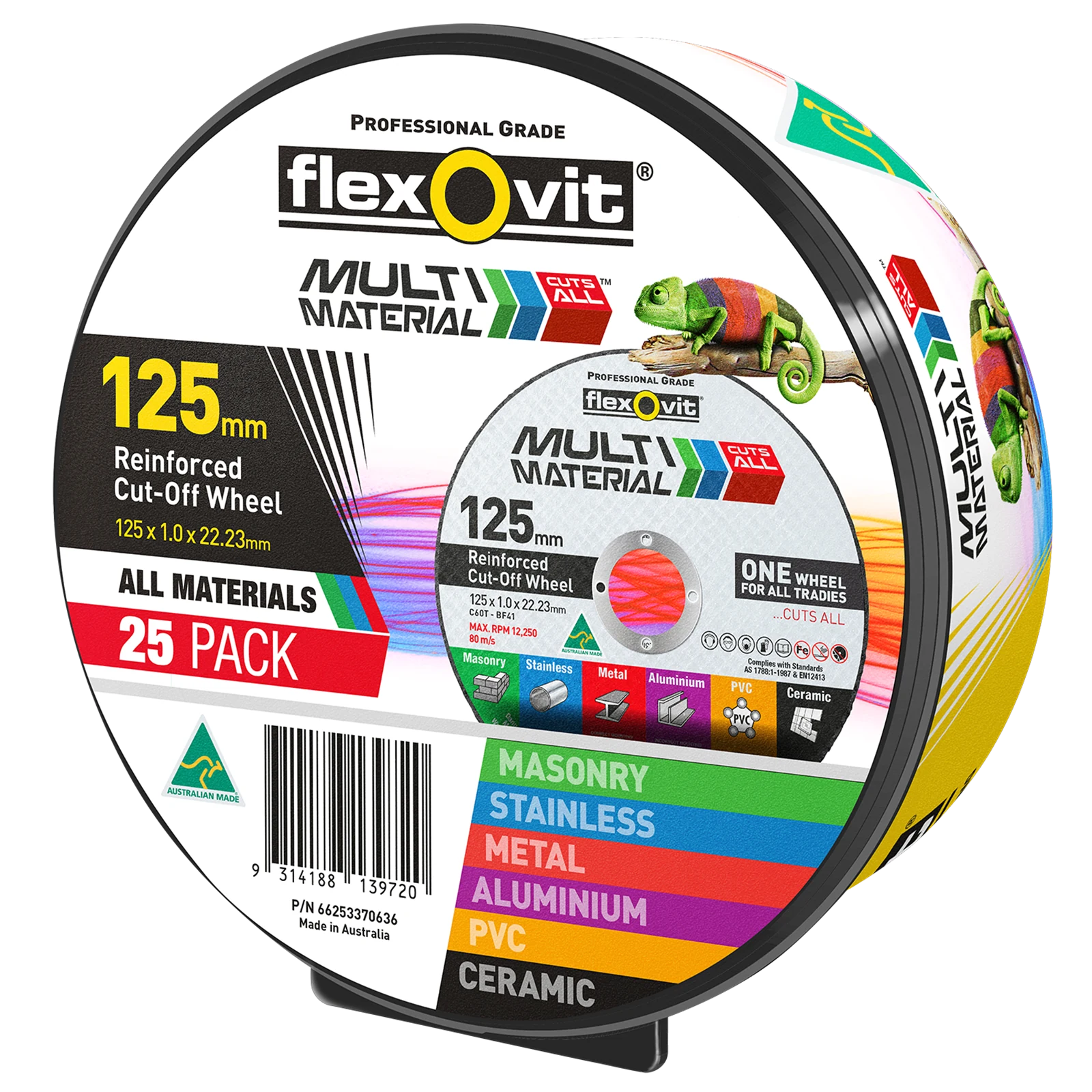 Flexovit 125 x 1.0 x 22.23mm Silicon Carbide Cut Off Wheel 25 Pack