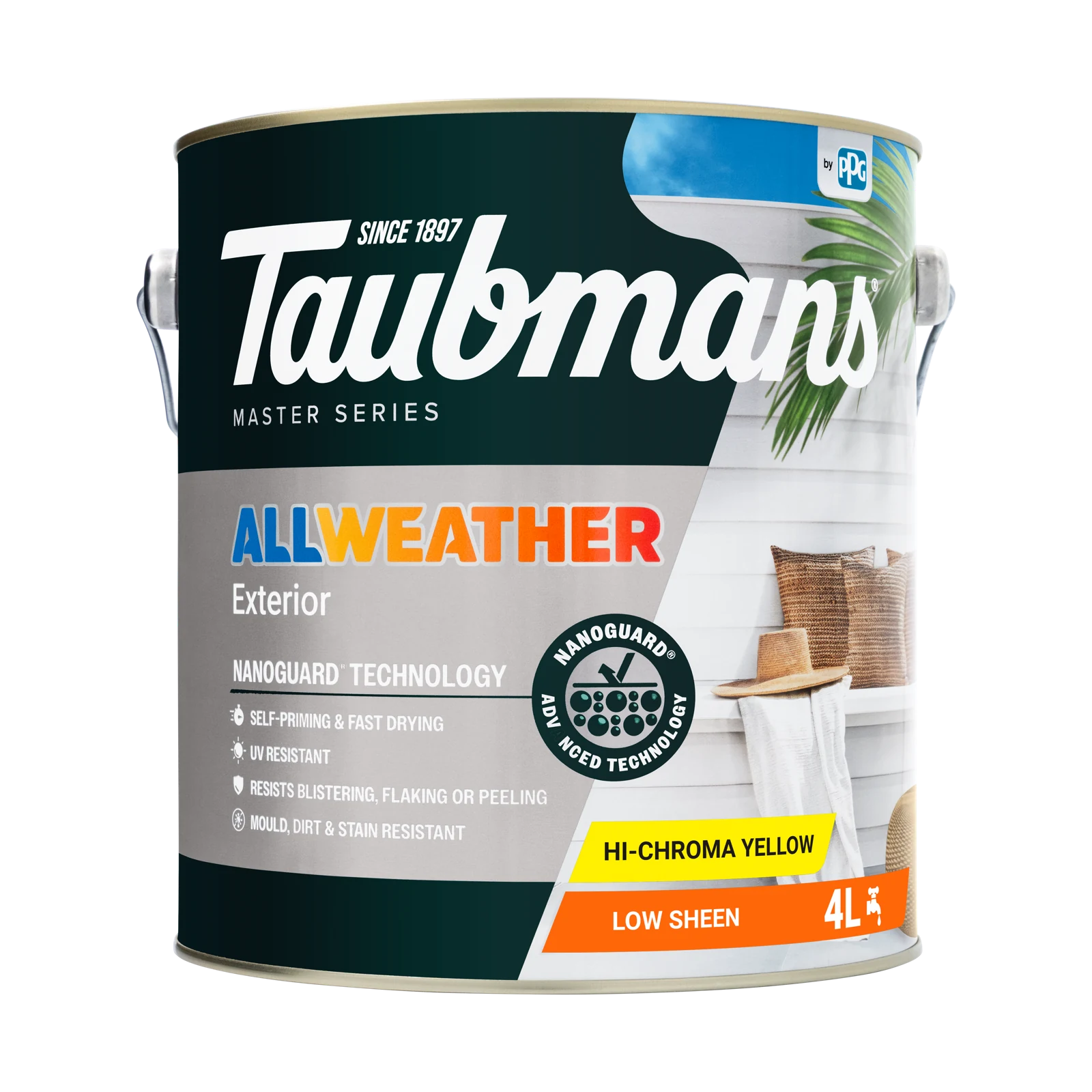 Taubmans 4L Hi-C Yellow All Weather Low Sheen Exterior Paint