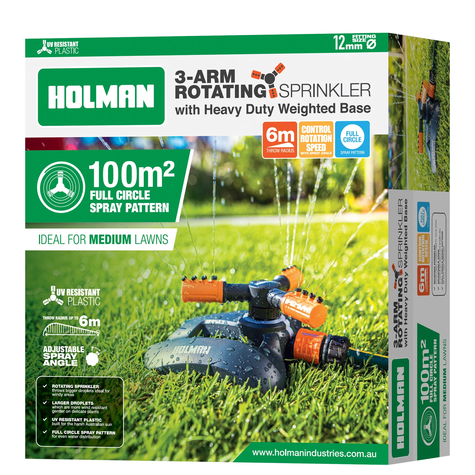 Holman 3 Arm Sprinkler with Heavy Duty Weighted Base
