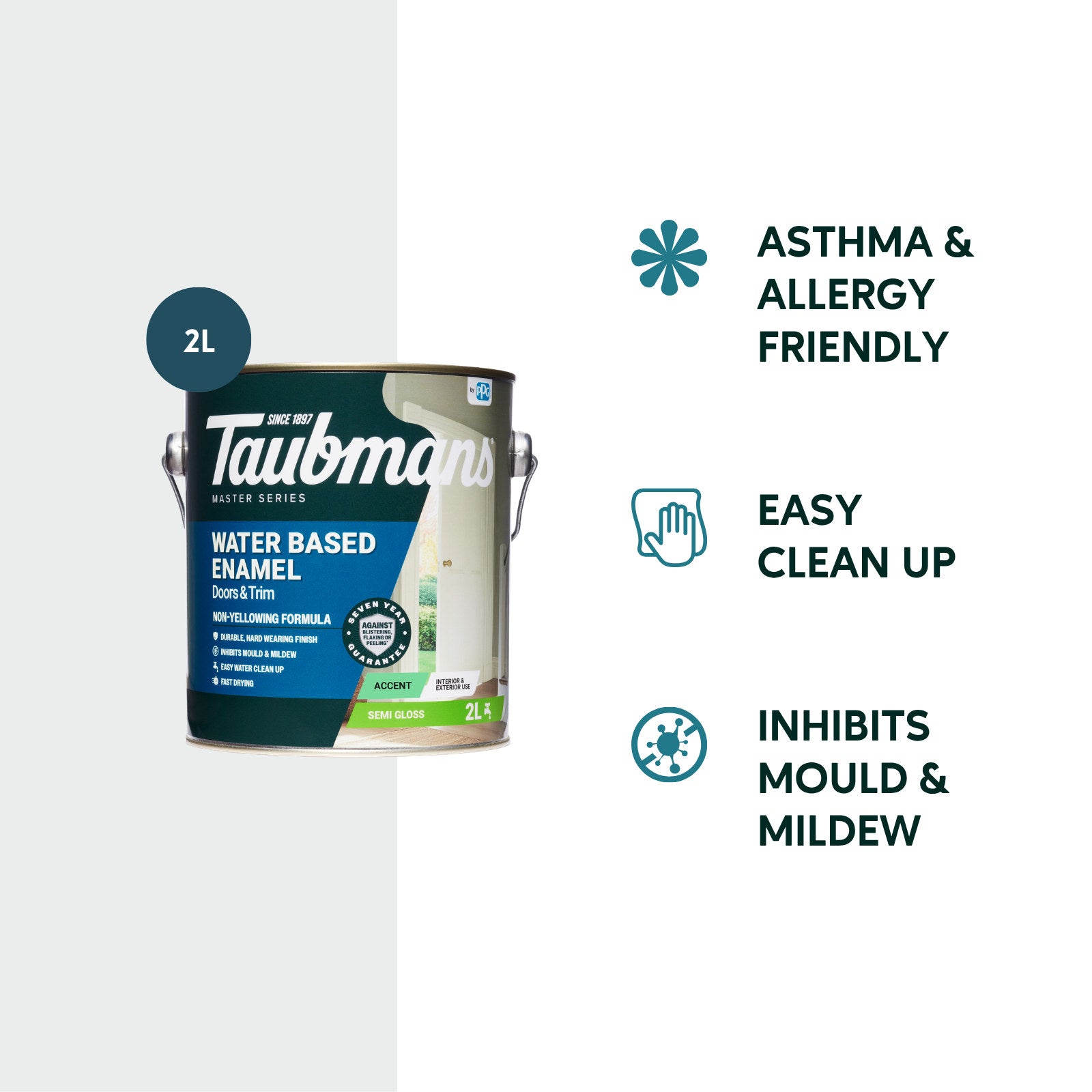 Taubmans 2L Accent Semi Gloss Water Based Enamel Paint