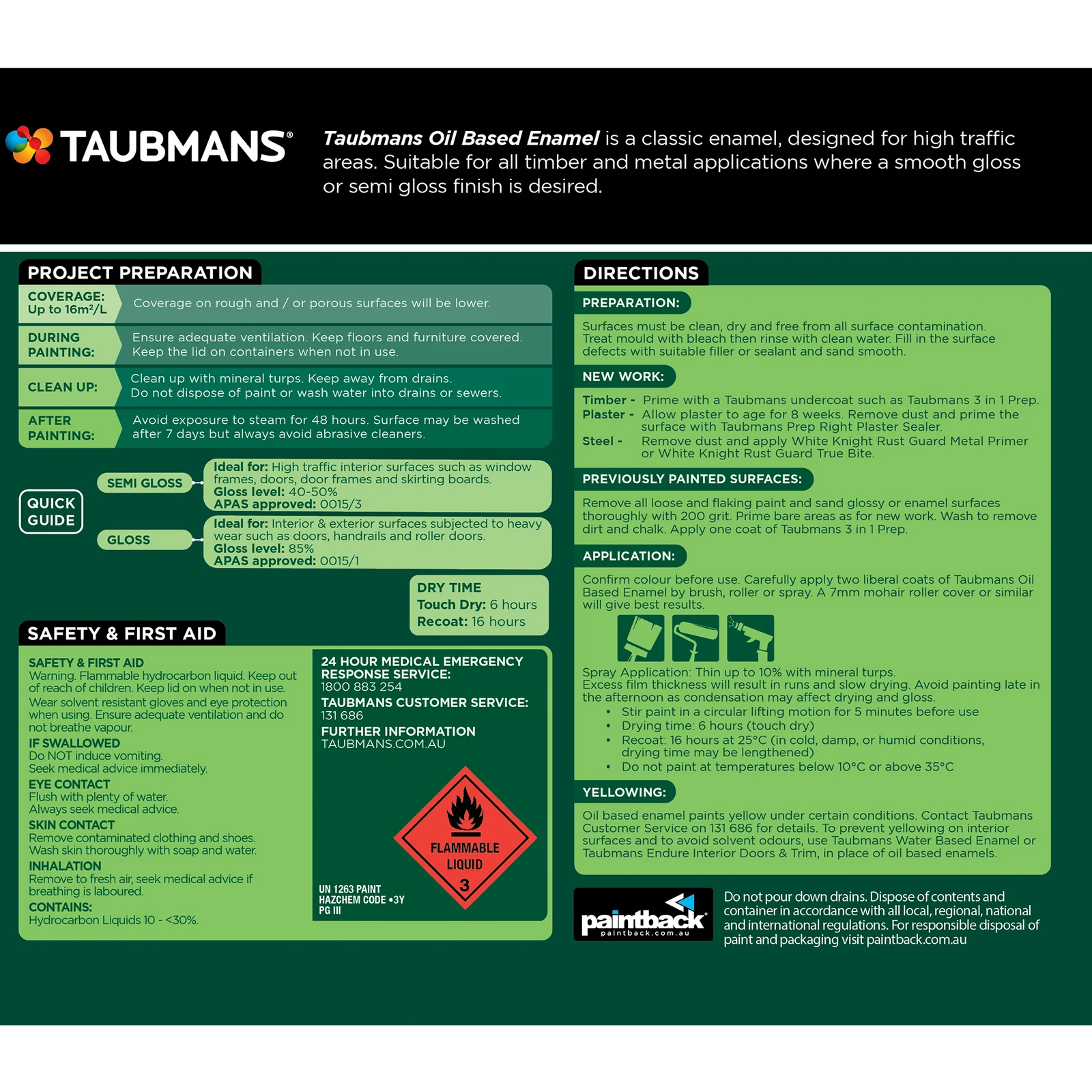 Taubmans 1L White Accent Gloss Oil Based Enamel Paint