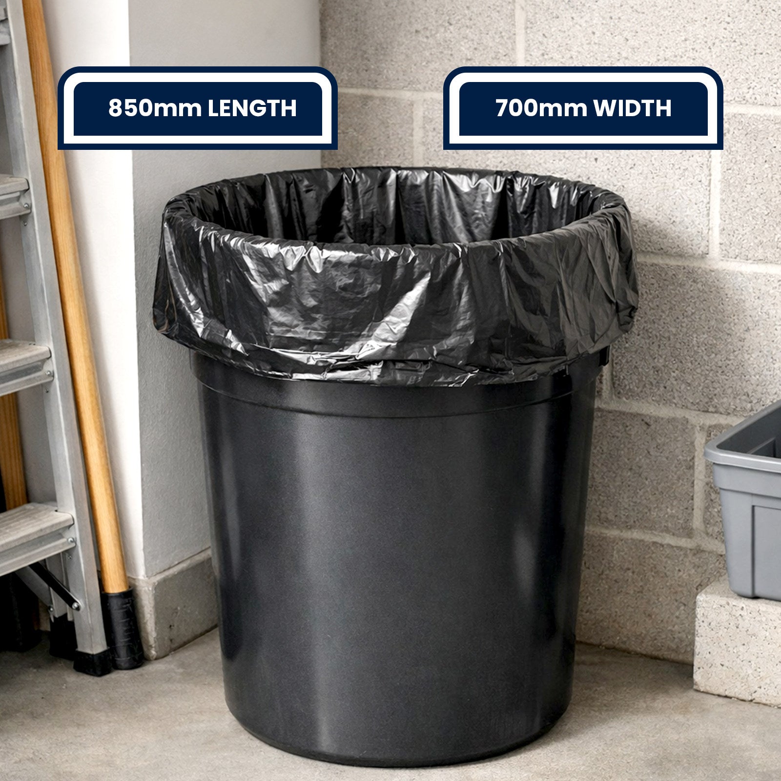 Grunt 60L 850 x 700mm Black Rubbish Bags 50 Pack