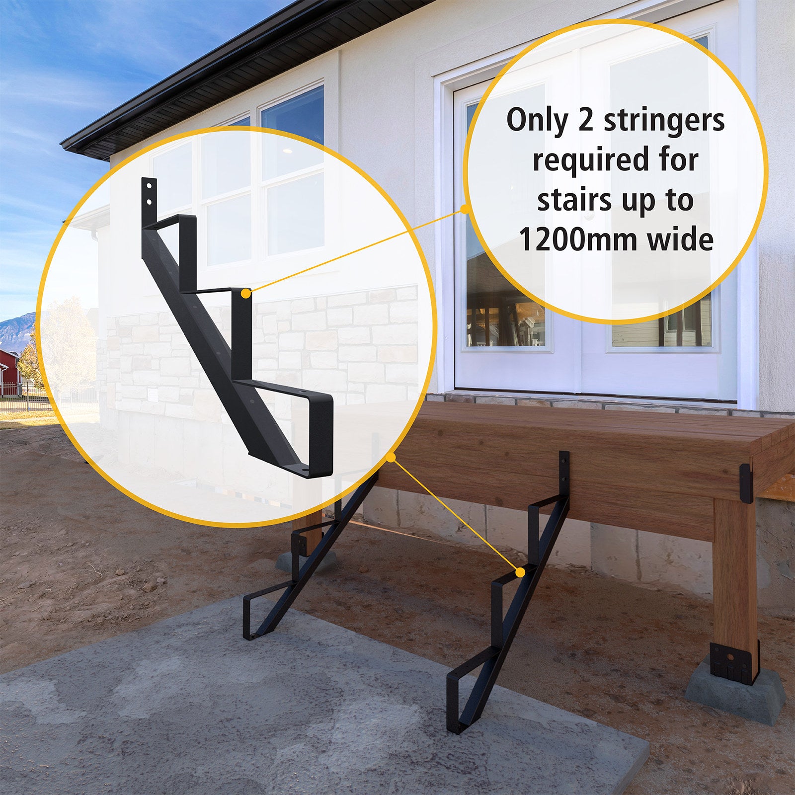 Peak Products 1-Tread Steel Stair Stringer - Black