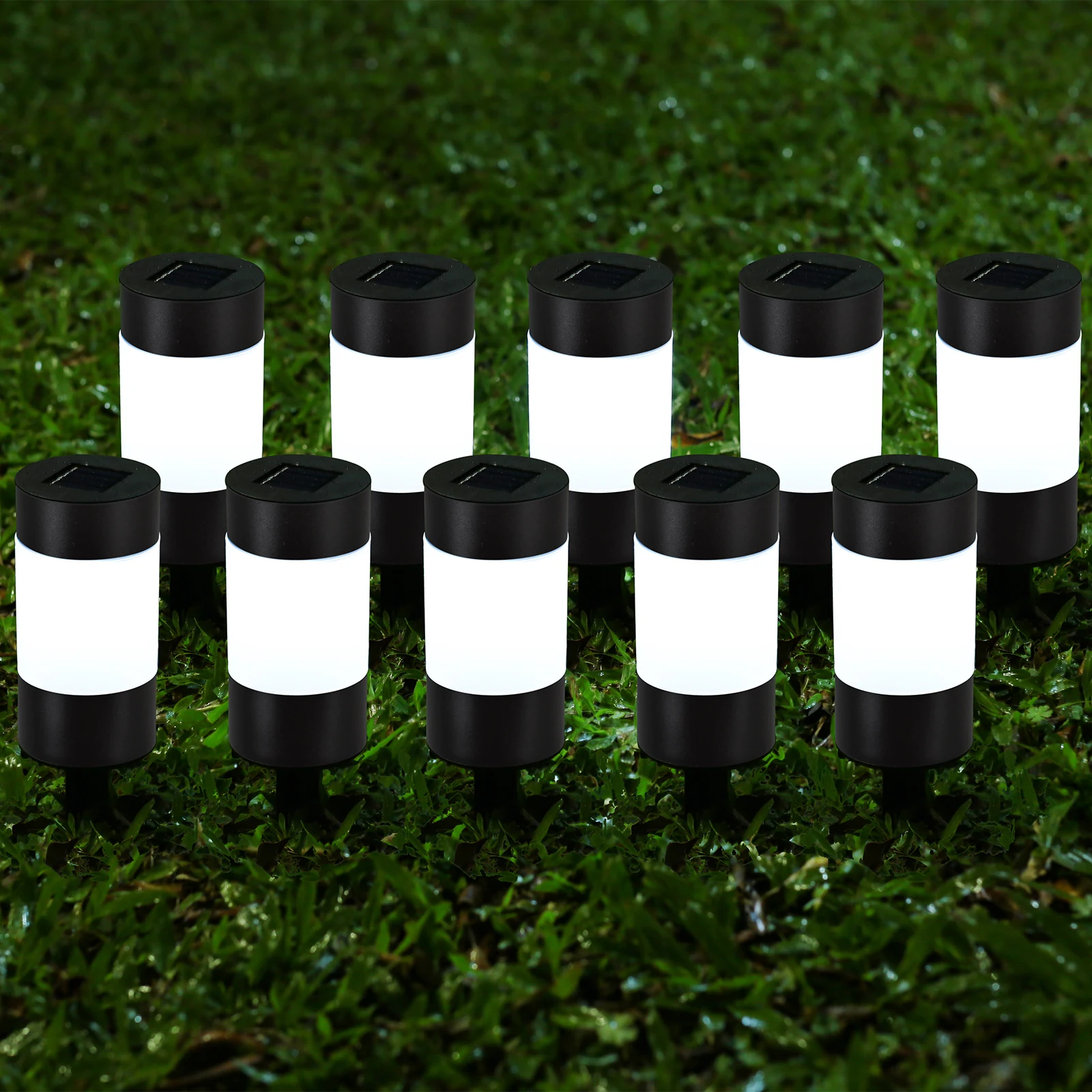 Click Village Solar LED Pathway Bollard 10 Pack Stainless Steel