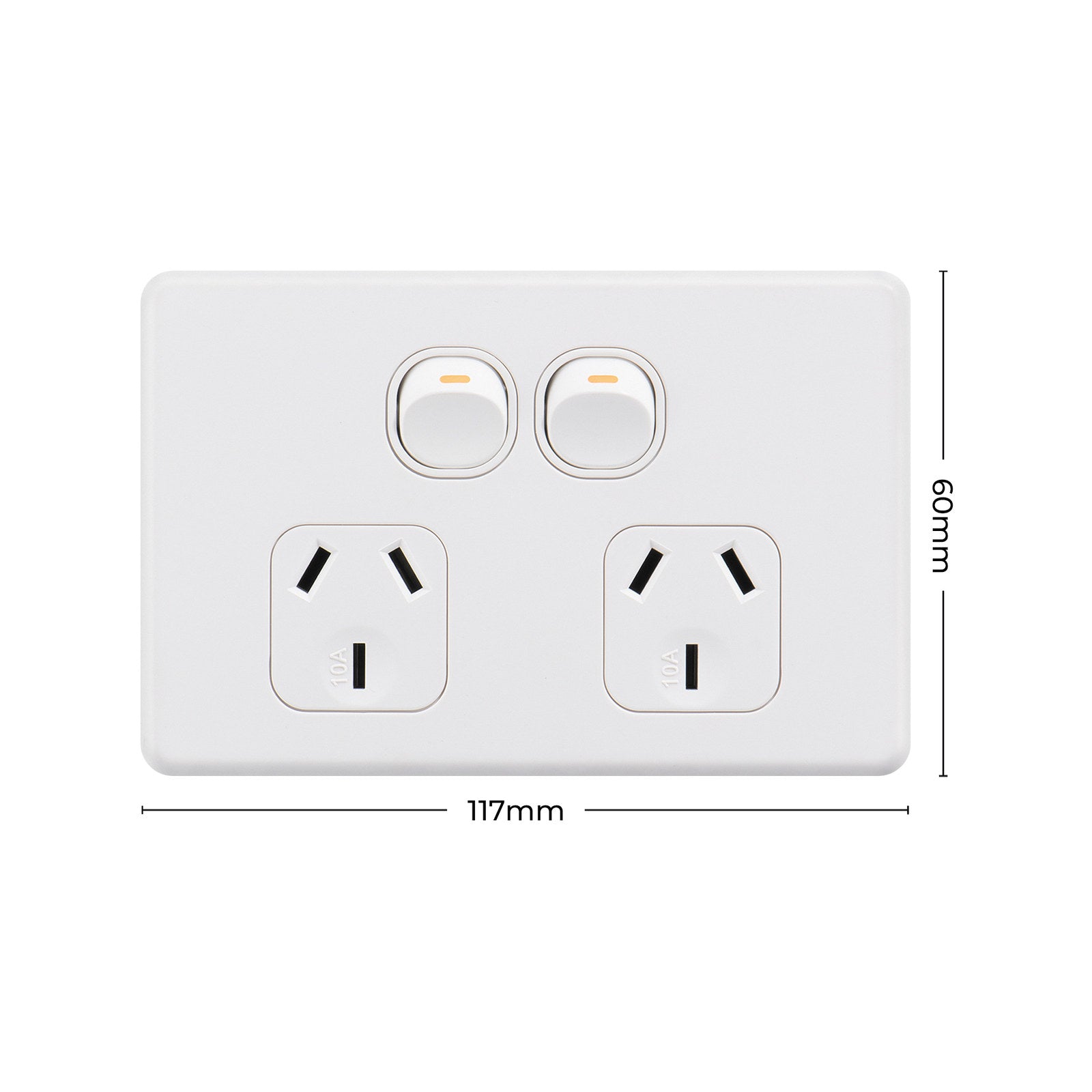 Deta White Matte S-Line Double Power Point 10A 250V