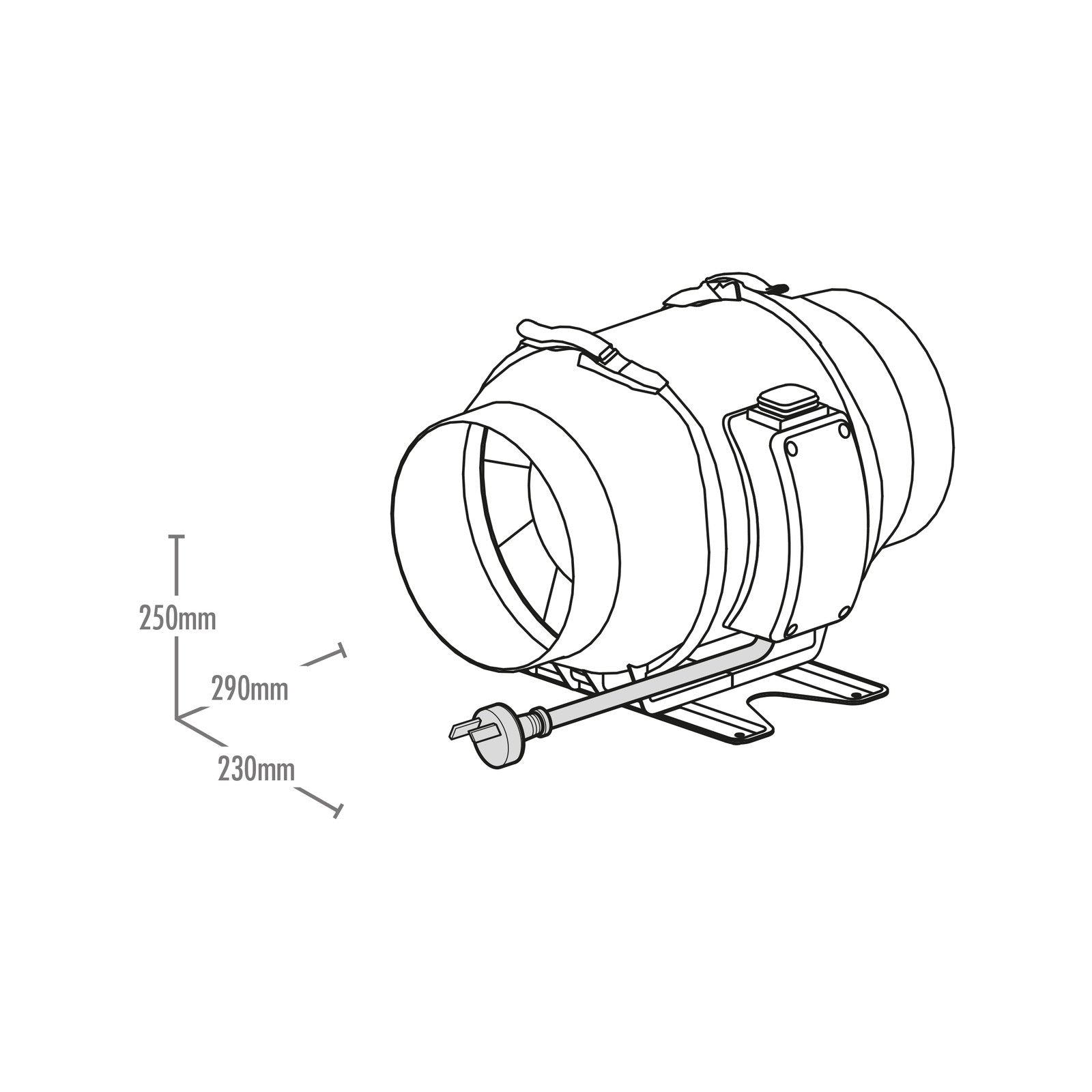 DETA 150mm Inline Exhaust Fan Kit 555m3/hr 60W Ceiling