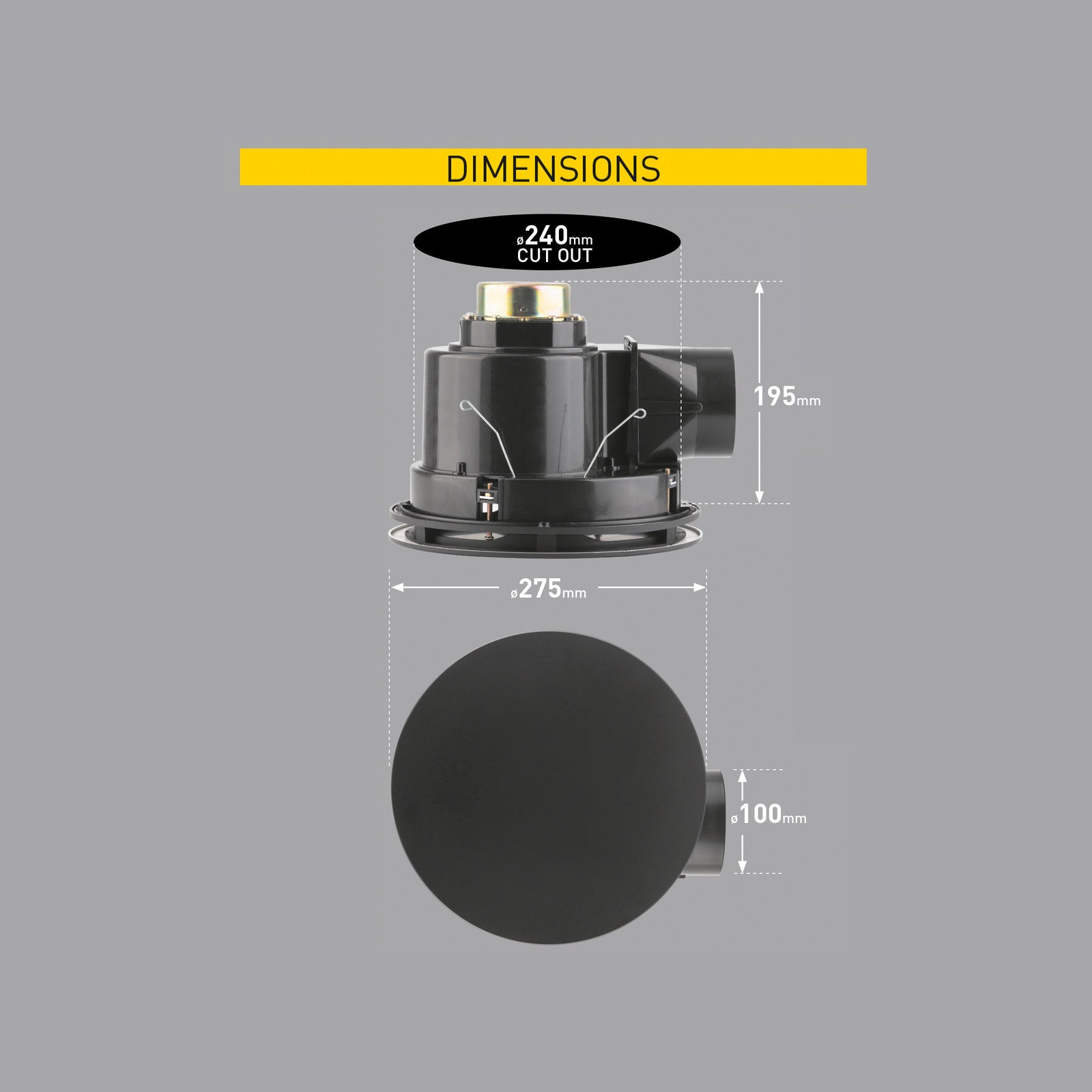 Mercator 240mm White DIY Plug In Round Exhaust Fan 270m3/hr 28W