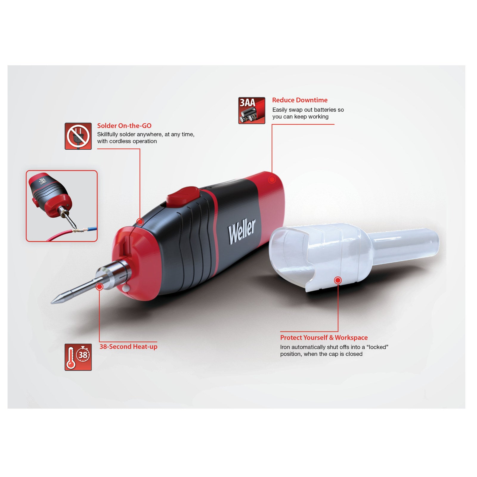 Weller WLIBA4 4.5W Cordless AA Battery Soldering Iron