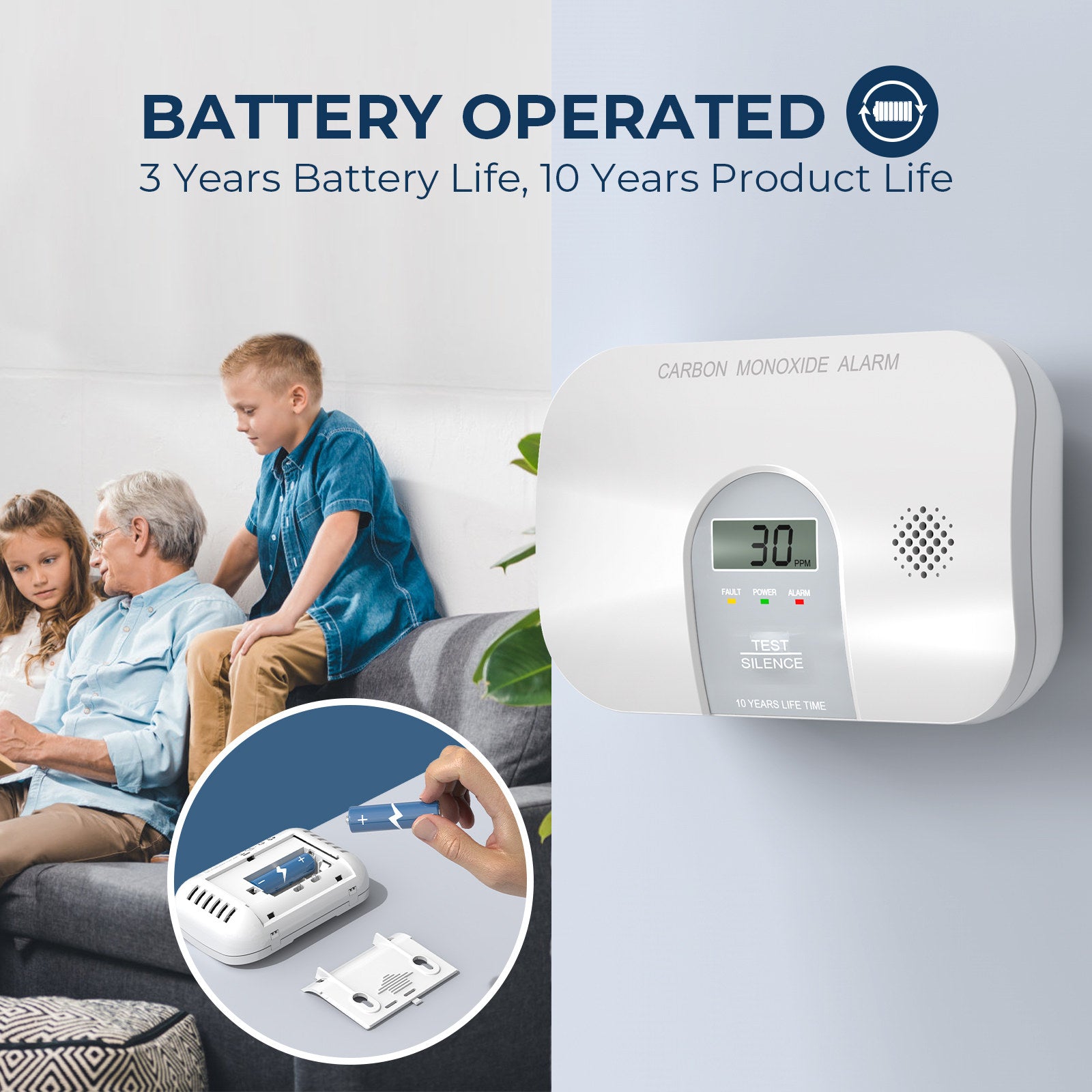 FirePro Carbon Monoxide Alarm with LCD Display - 85dB Digital