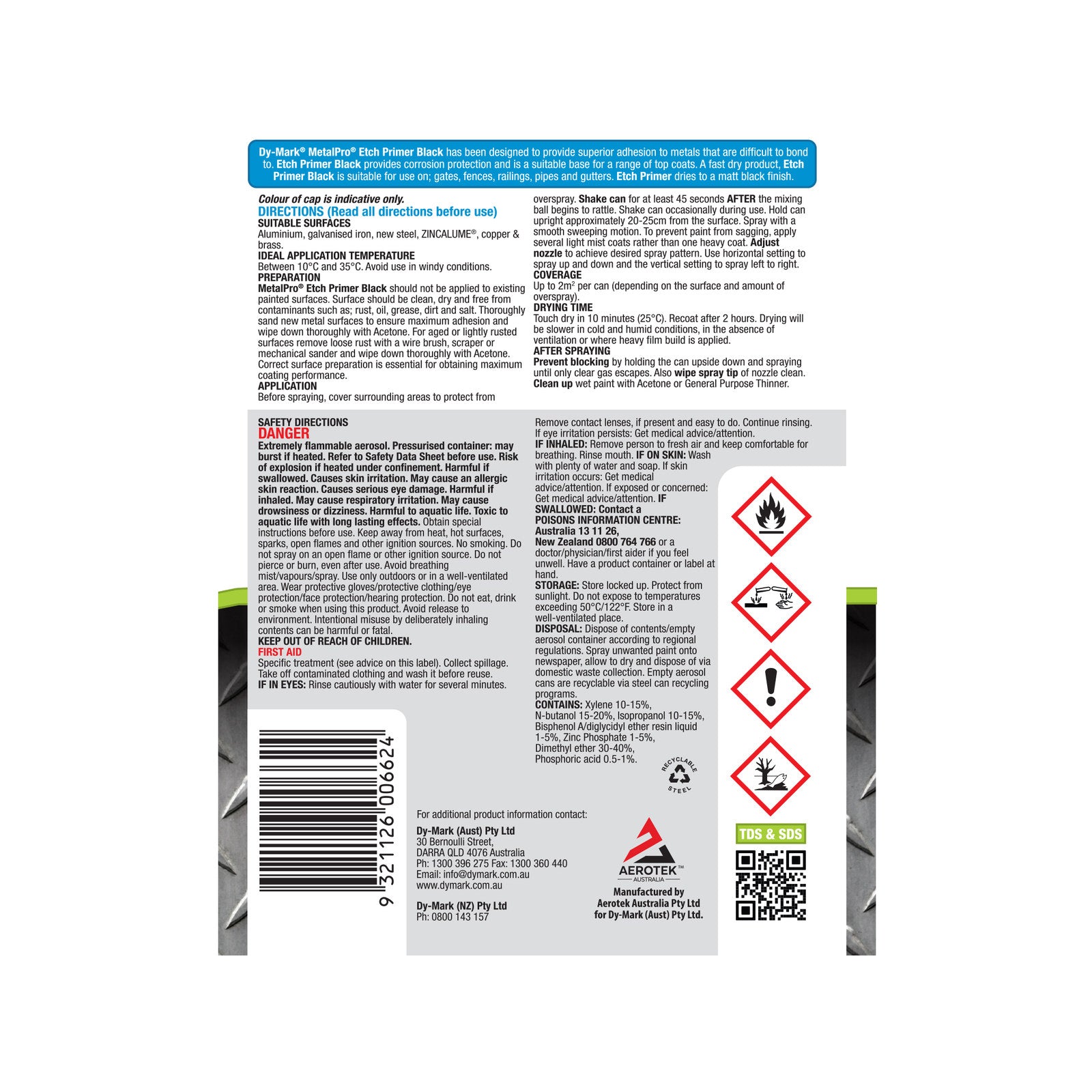 Dy-Mark 325g MetalPro Black Etch Primer