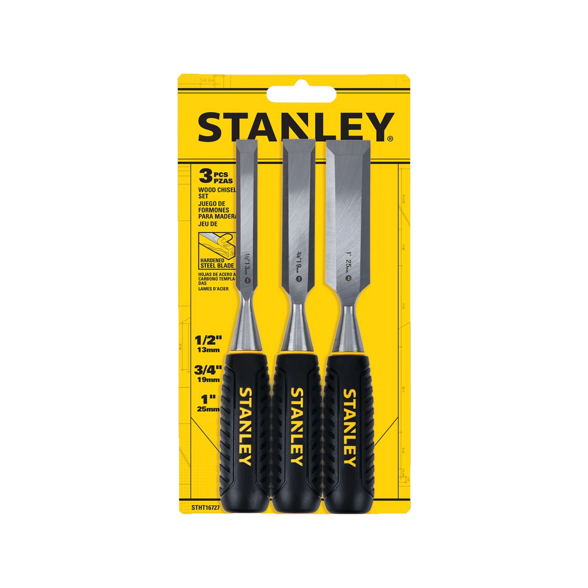 Stanley 3 Piece Wood Chisel Set 13mm 19mm 25mm