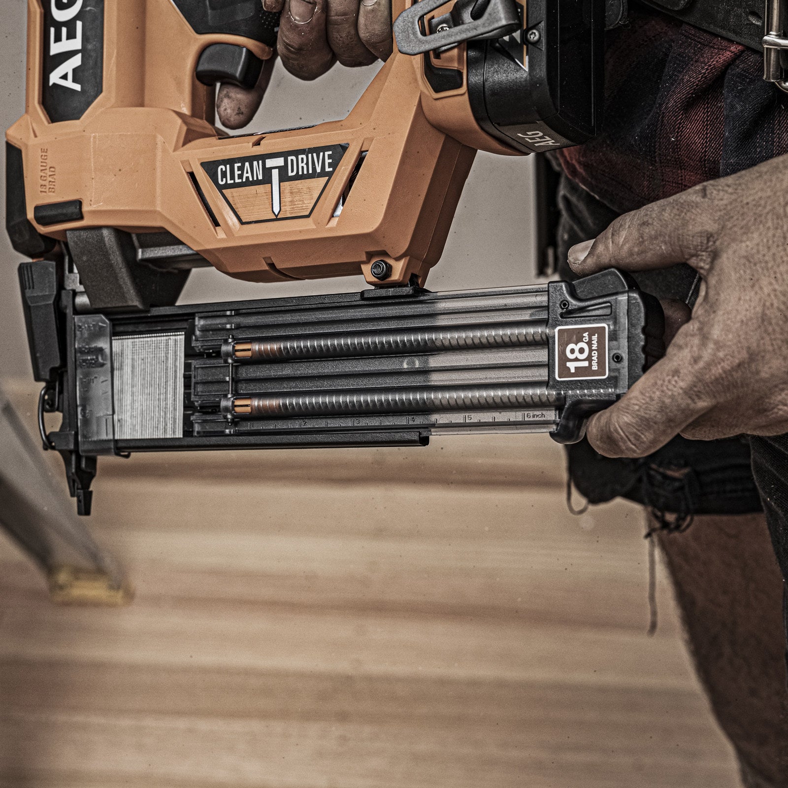 AEG 18V Brushless 18GA F-Rapid Brad Nailer Skin Only A18FCN18GA0